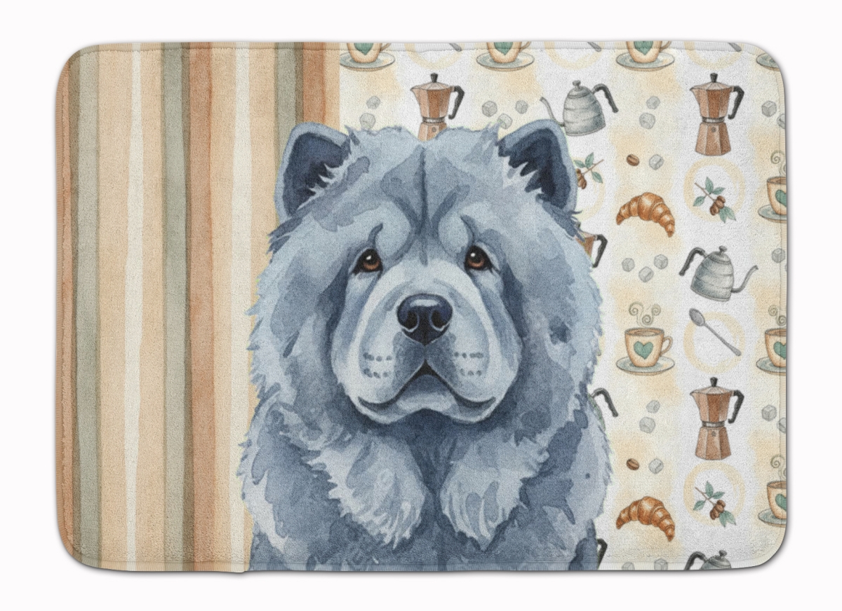 WDK7378RUG 19 x 27 in. Blue Chow Chow Coffee Bar Memory Foam Kitchen Mat