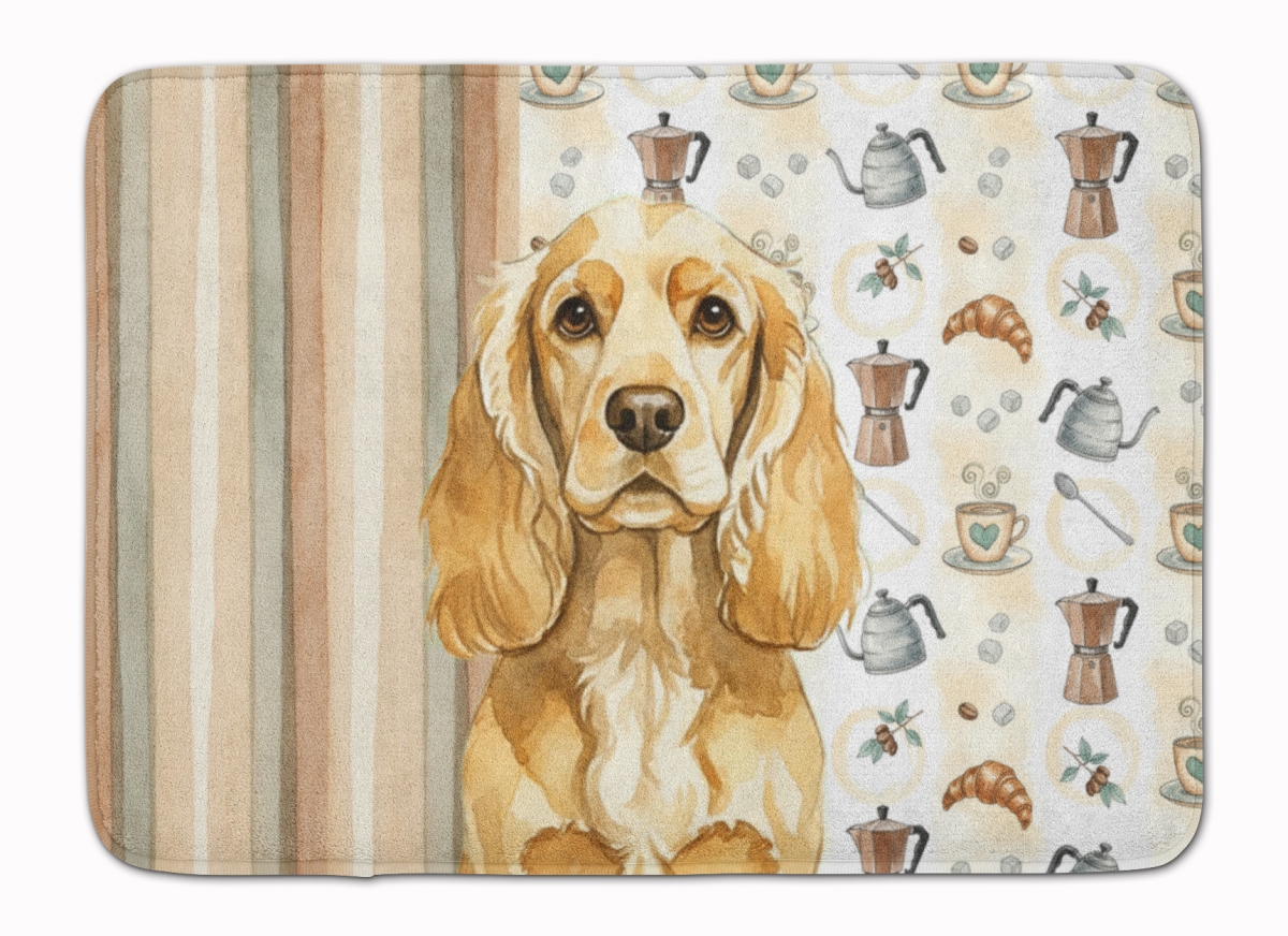 WDK7382RUG 19 x 27 in. Buff Cocker Spaniel Coffee Bar Memory Foam Kitchen Mat
