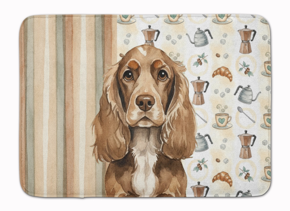 WDK7383RUG 19 x 27 in. Chocolate Cocker Spaniel Coffee Bar Memory Foam Kitchen Mat
