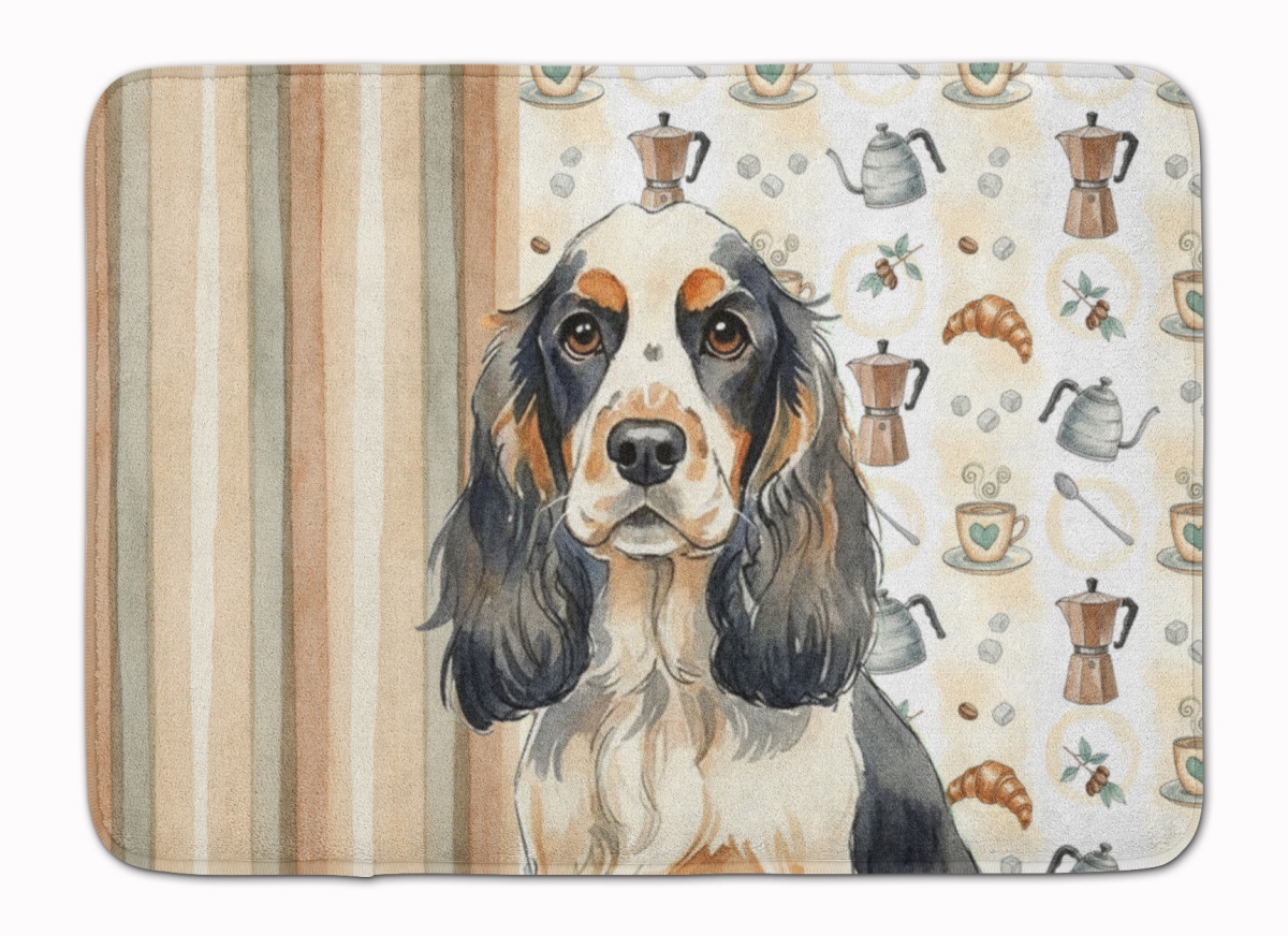 WDK7384RUG 19 x 27 in. Parti Cocker Spaniel Coffee Bar Memory Foam Kitchen Mat