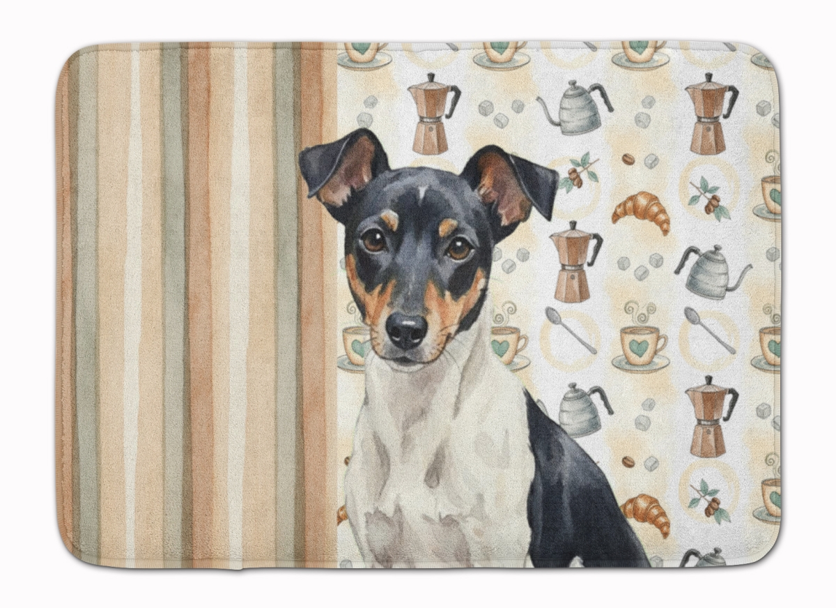 WDK7583RUG 19 x 27 in. Black & White Rat Terrier Coffee Bar Memory Foam Kitchen Mat