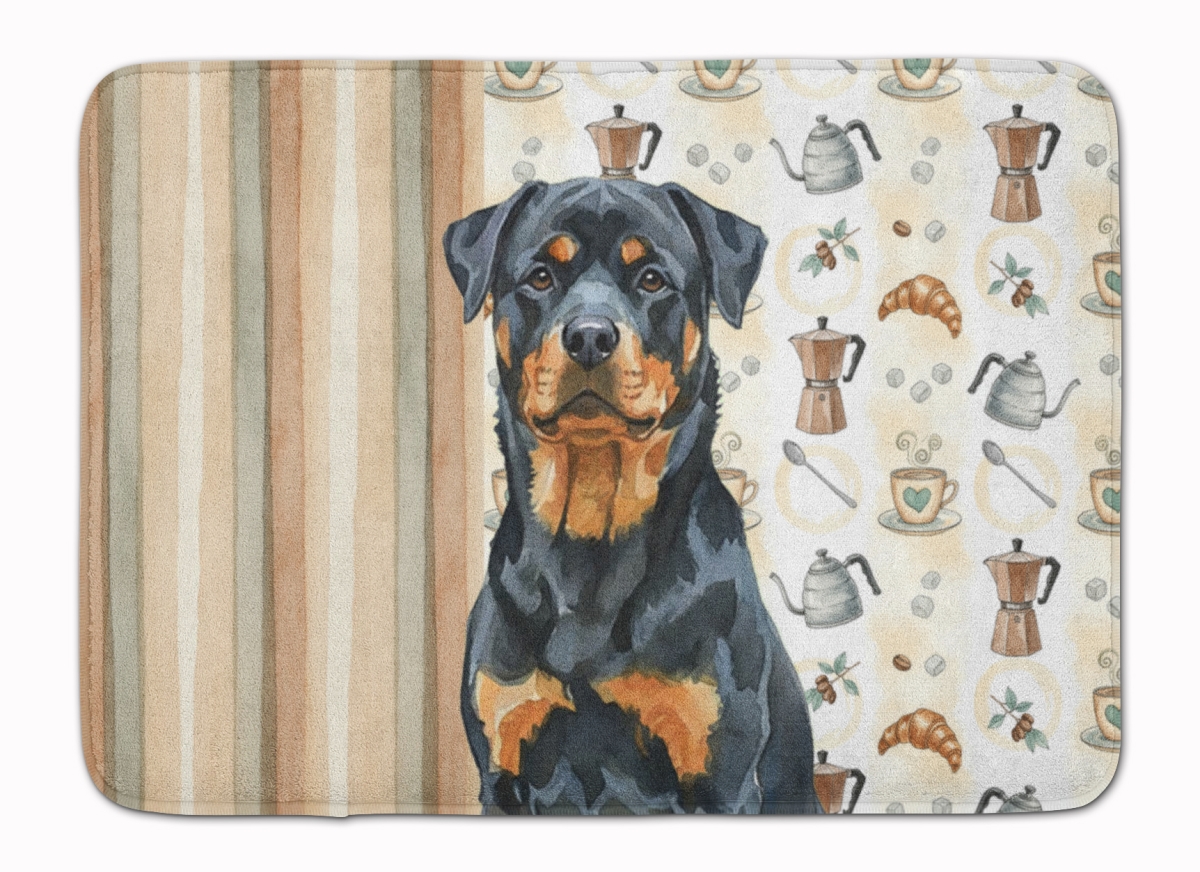 WDK7587RUG 19 x 27 in. Rottweiler Coffee Bar Memory Foam Kitchen Mat