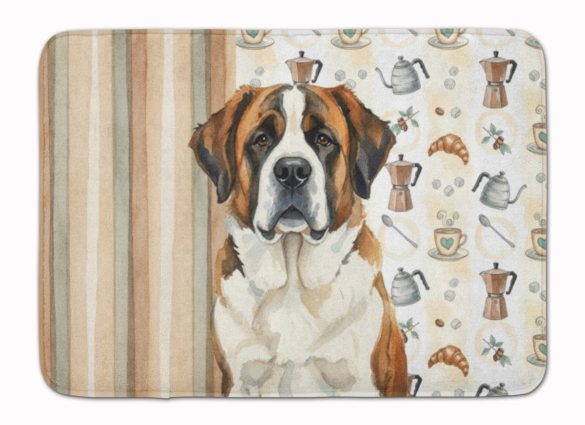 WDK7592RUG 19 x 27 in. Brindle & White Saint Bernard Coffee Bar Memory Foam Kitchen Mat
