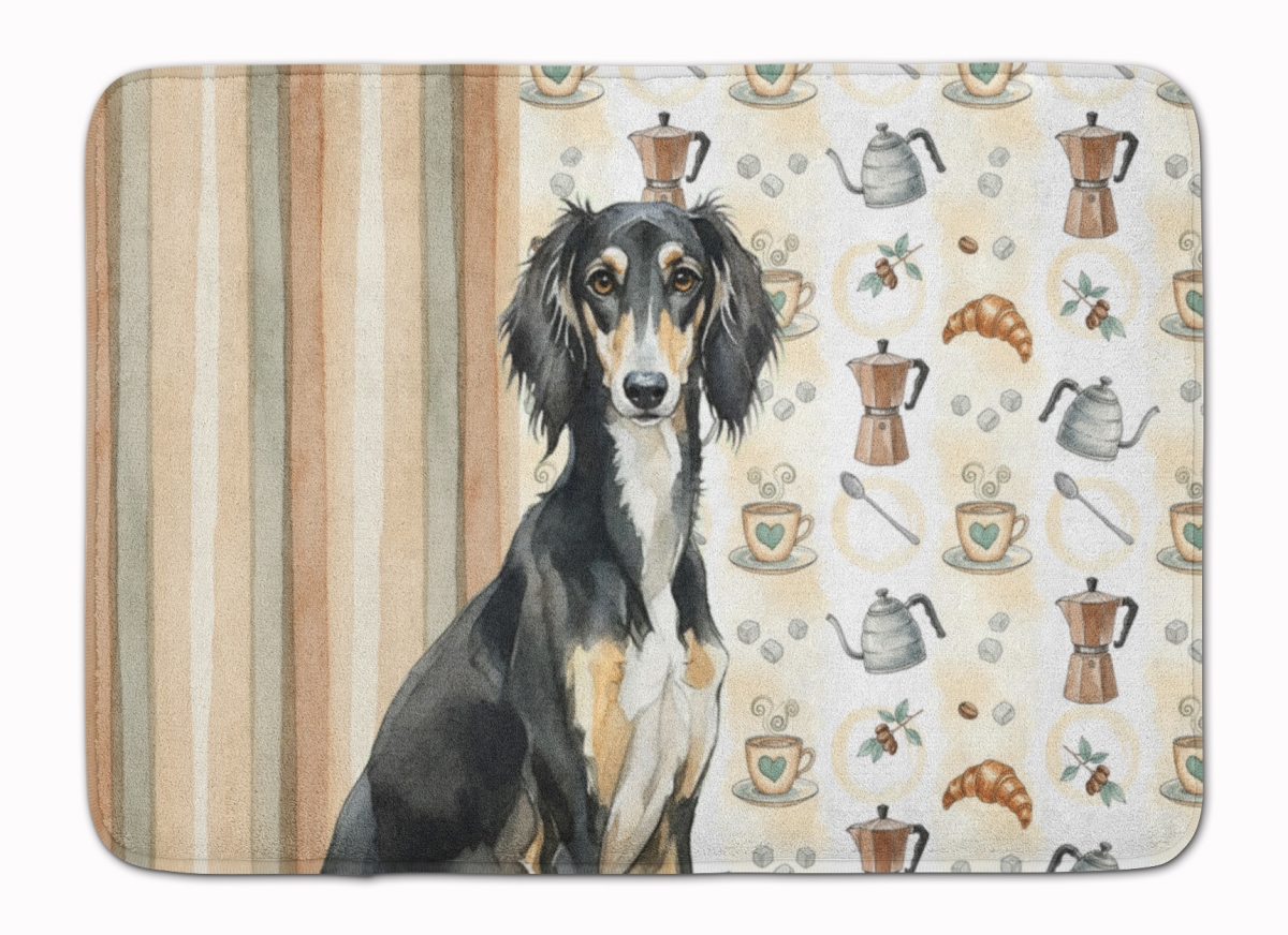 WDK7594RUG 19 x 27 in. Black & Tan Saluki Coffee Bar Memory Foam Kitchen Mat