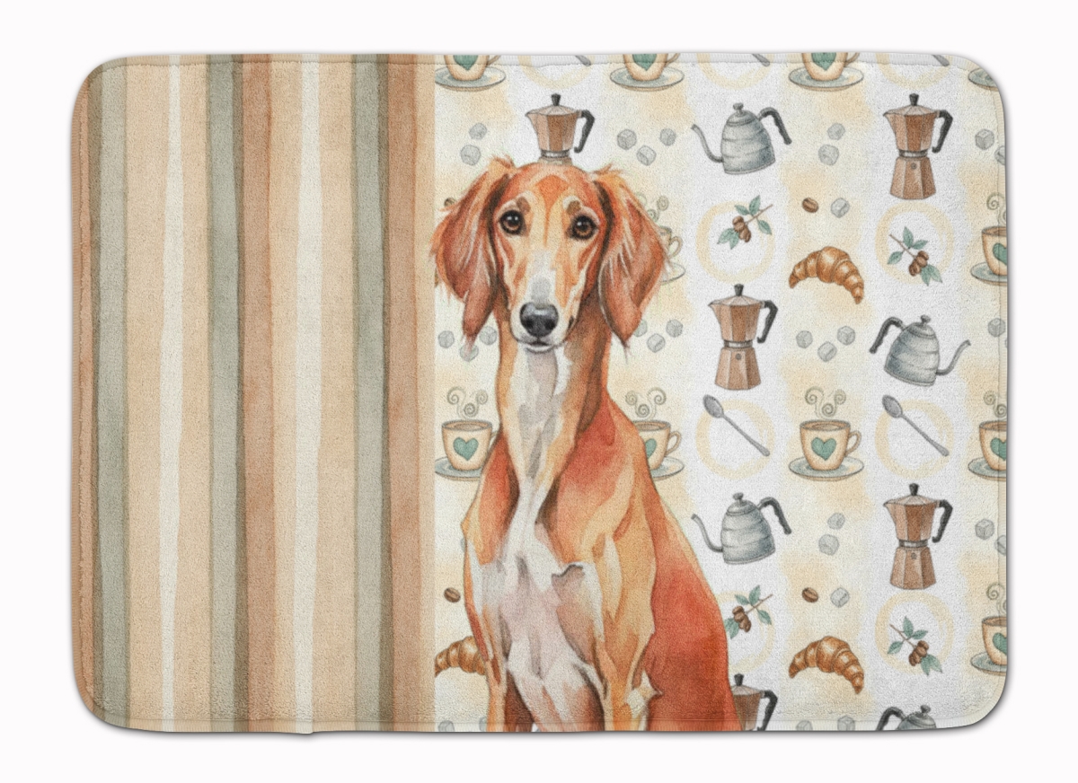WDK7597RUG 19 x 27 in. Red Saluki Coffee Bar Memory Foam Kitchen Mat