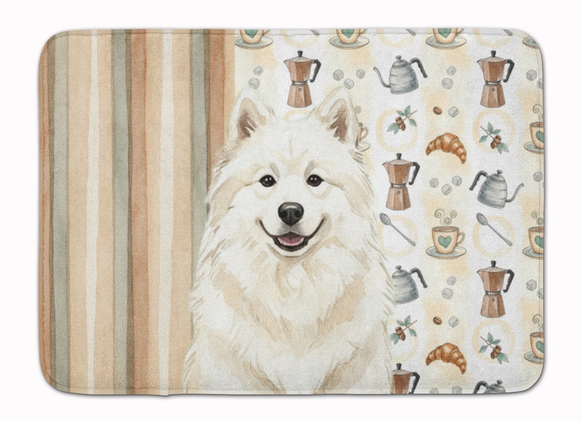 WDK7598RUG 19 x 27 in. Cream Samoyed Coffee Bar Memory Foam Kitchen Mat