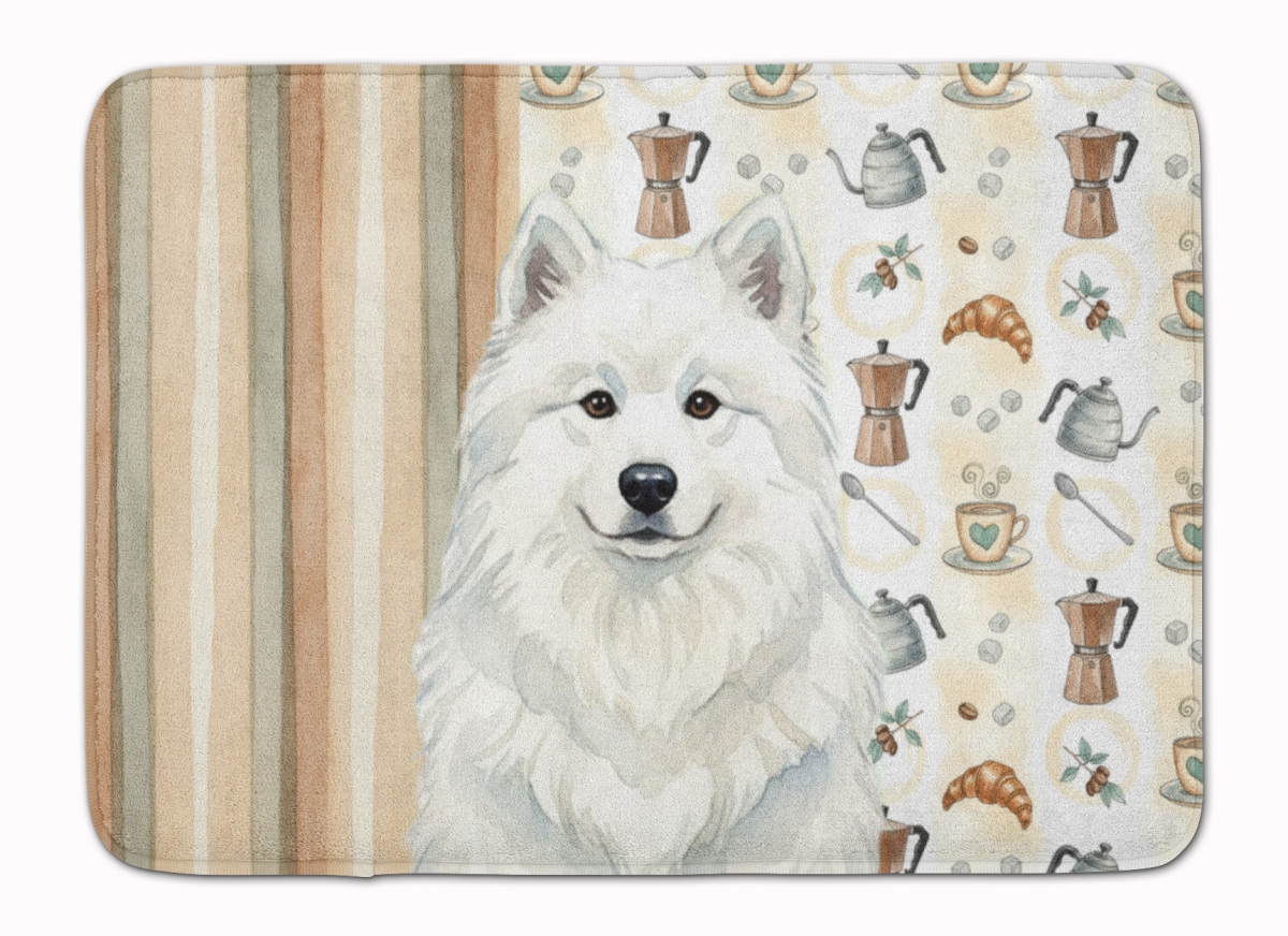 WDK7599RUG 19 x 27 in. White Samoyed Coffee Bar Memory Foam Kitchen Mat