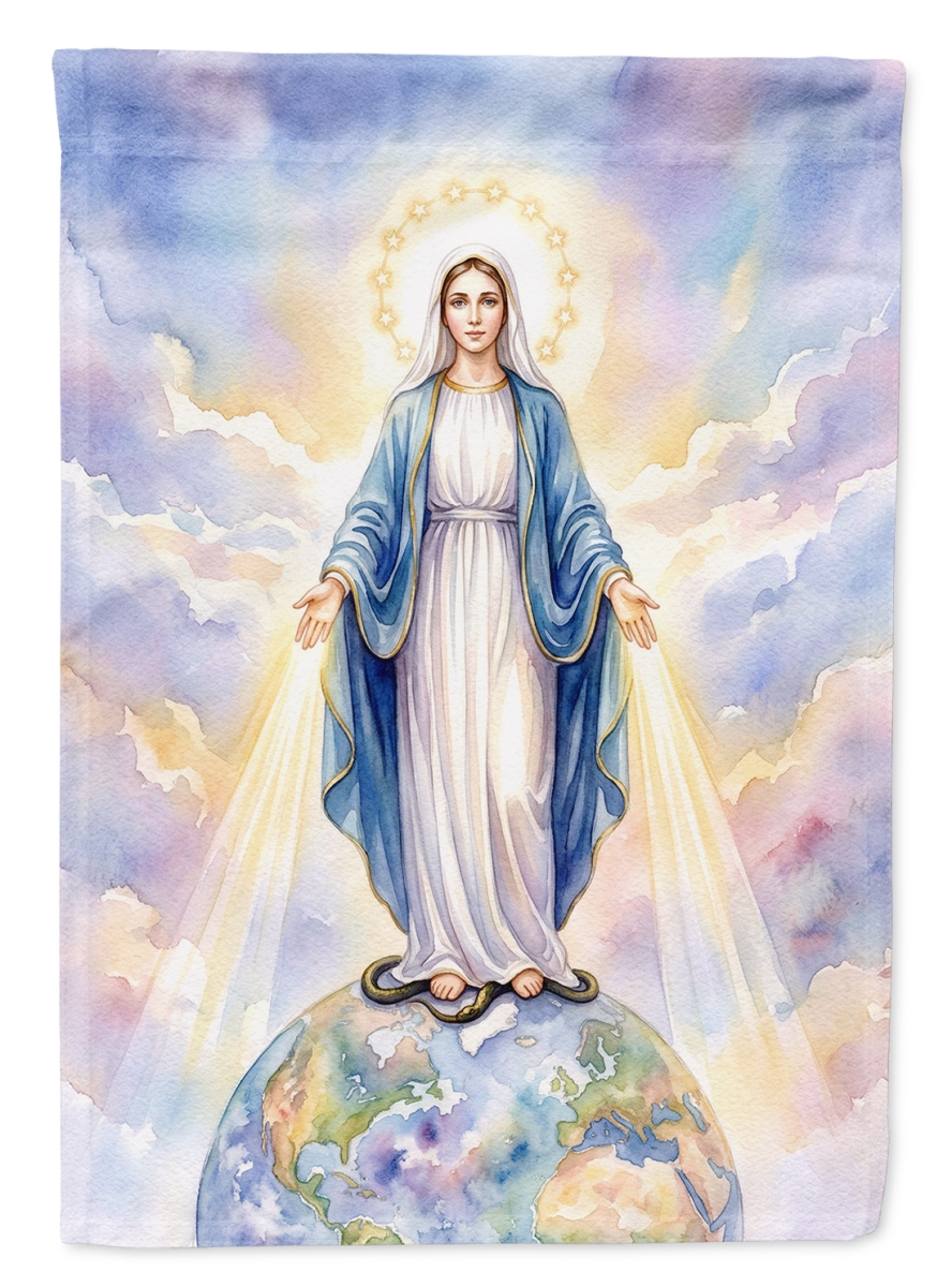 FNT1649CHF 40 x 28 in. Mary Immaculate Conception Catholic Art Marian Devotional Design House Flag