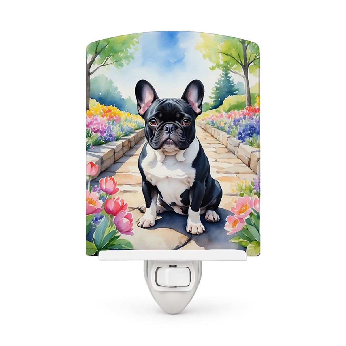 DAC6629CNL 6 x 4 in. French Bulldog Spring Path Ceramic Night Light
