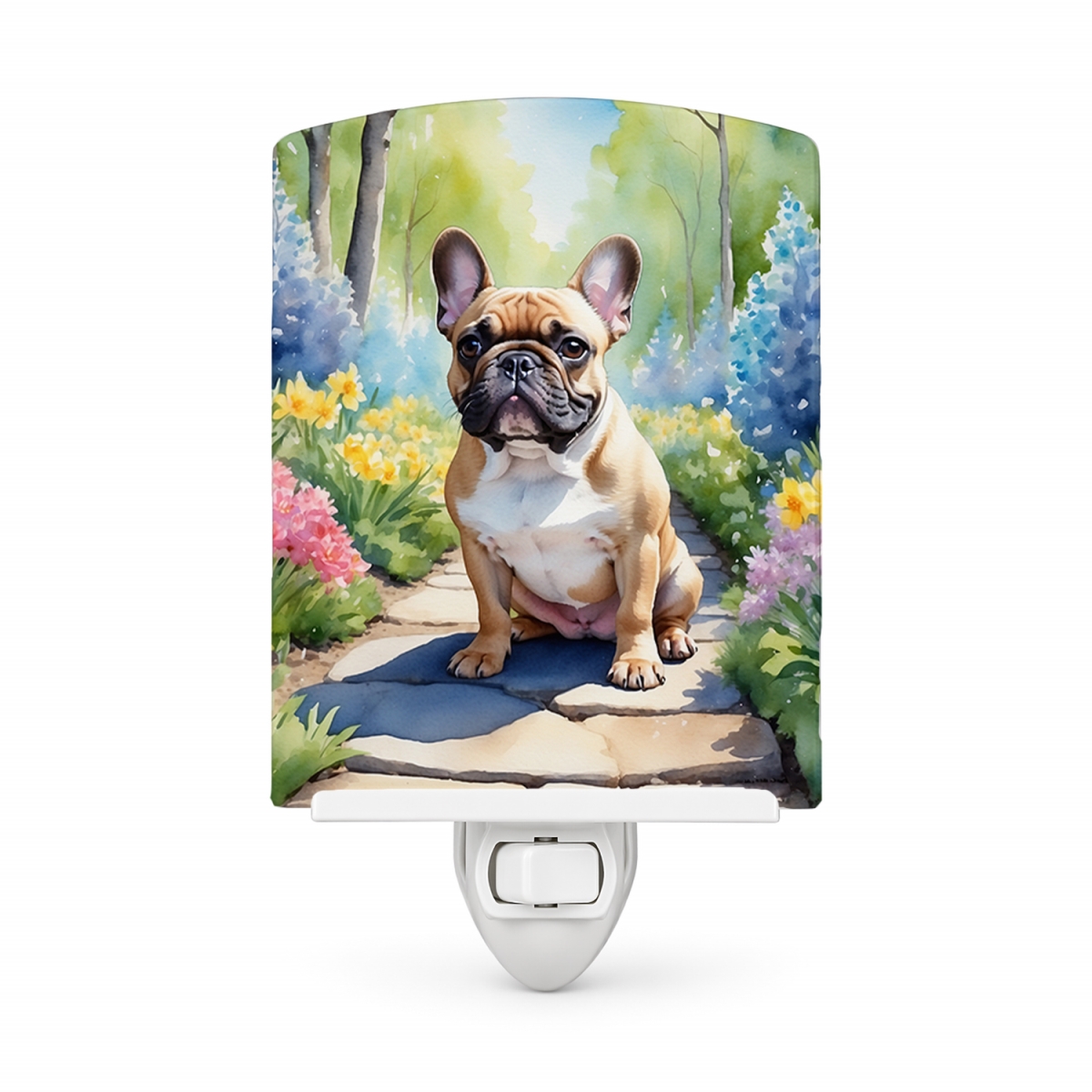 DAC6630CNL 6 x 4 in. French Bulldog Spring Path Ceramic Night Light