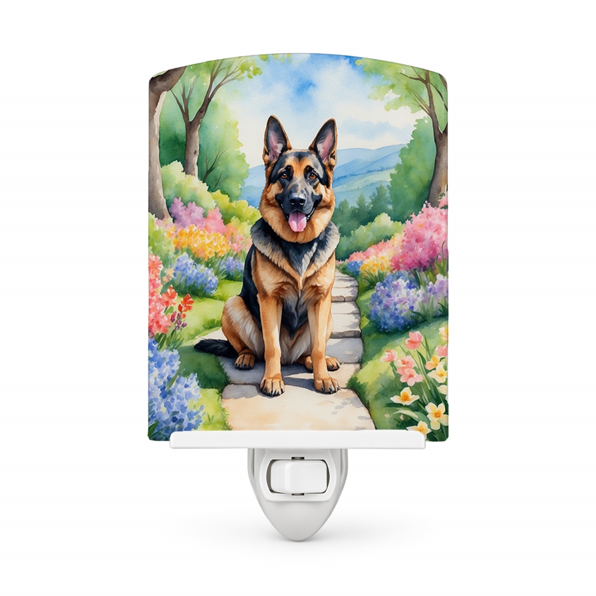 DAC6631CNL 6 x 4 in. German Shepherd Spring Path Ceramic Night Light
