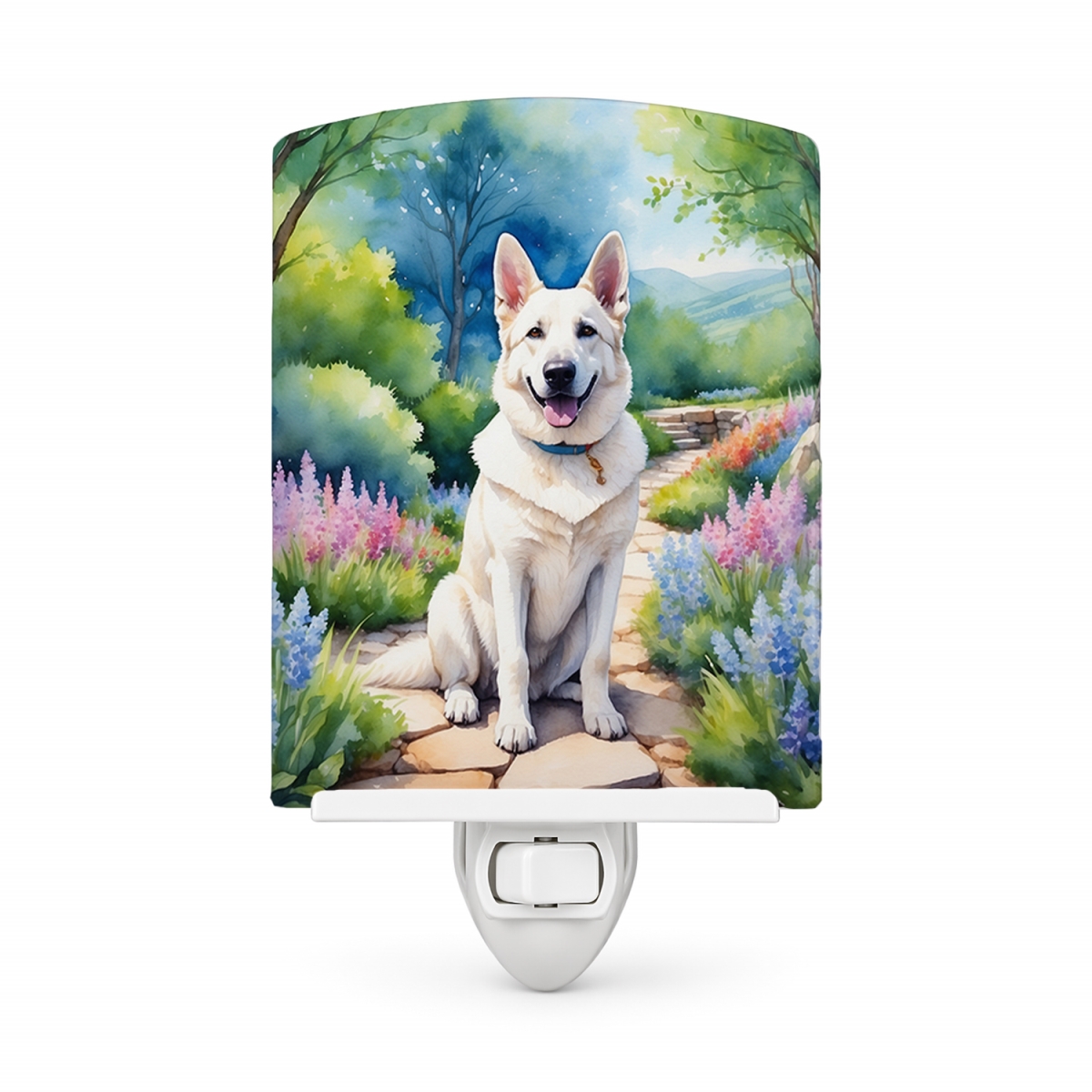 DAC6632CNL 6 x 4 in. German Shepherd Spring Path Ceramic Night Light