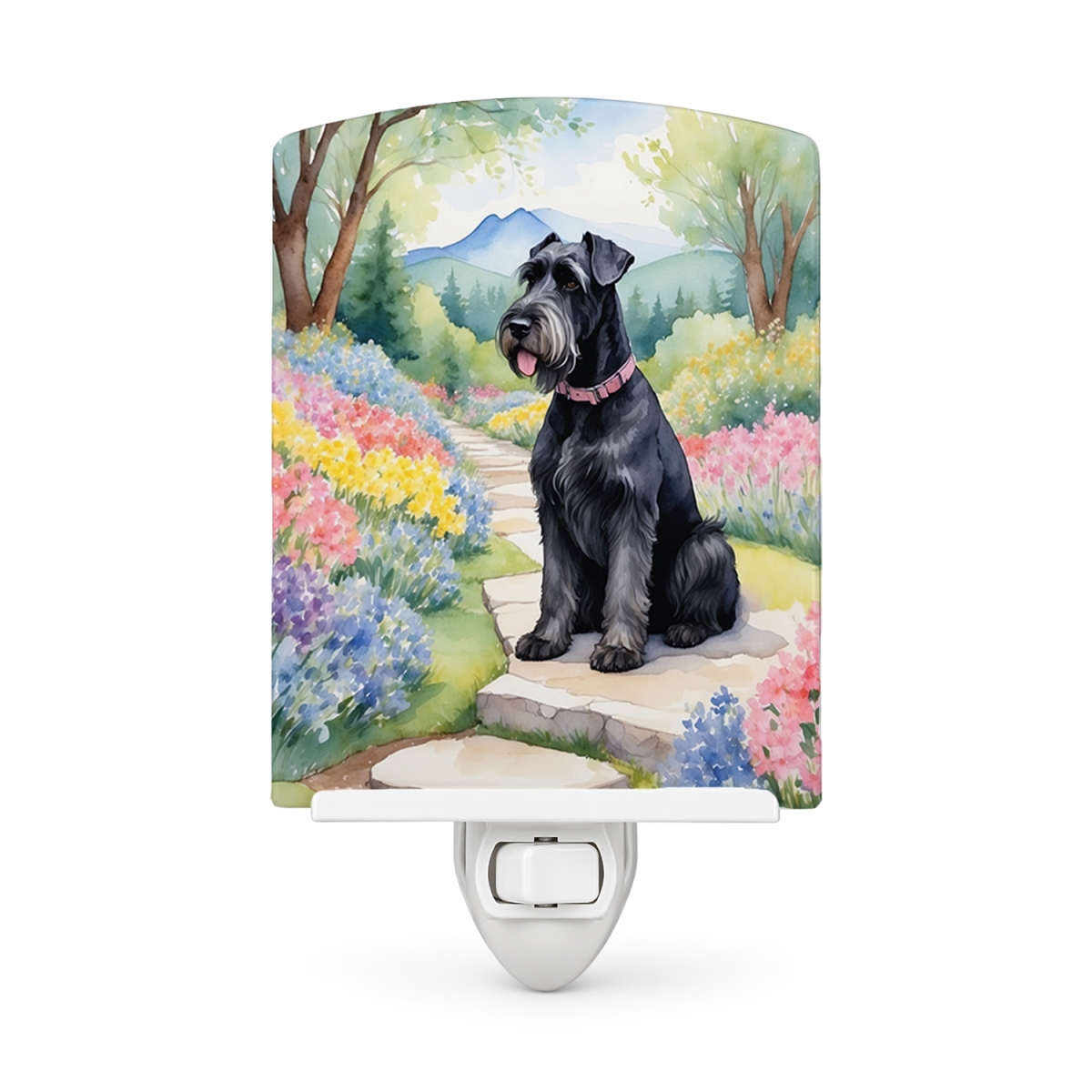 DAC6635CNL 6 x 4 in. Giant Schnauzer Spring Path Ceramic Night Light