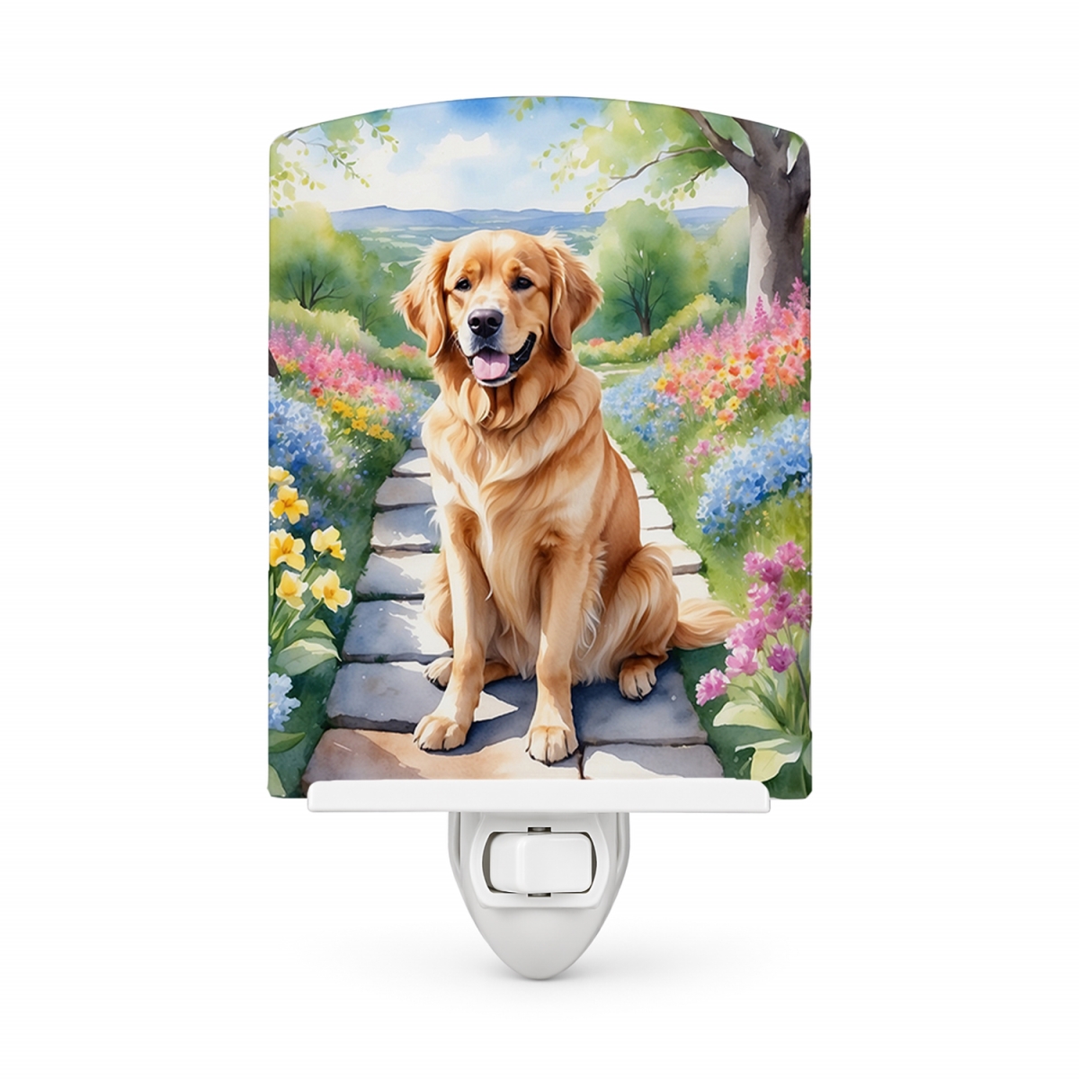 DAC6636CNL 6 x 4 in. Golden Retriever Spring Path Ceramic Night Light