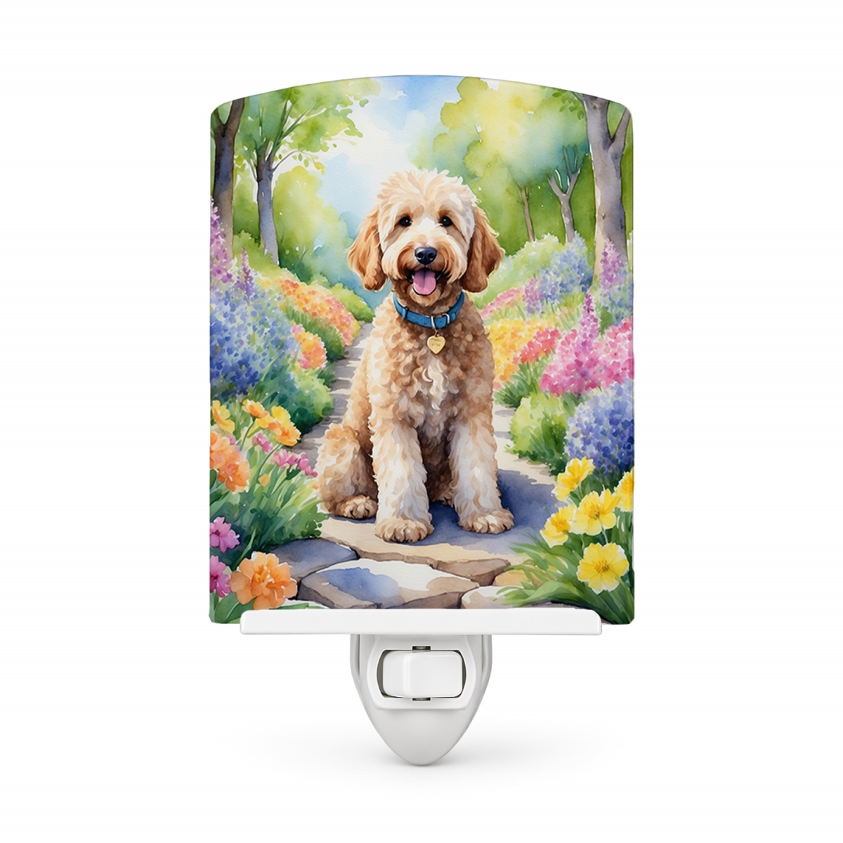 DAC6638CNL 6 x 4 in. Goldendoodle Spring Path Ceramic Night Light