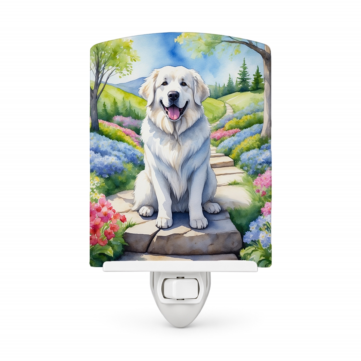 DAC6645CNL 6 x 4 in. Great Pyrenees Spring Path Ceramic Night Light