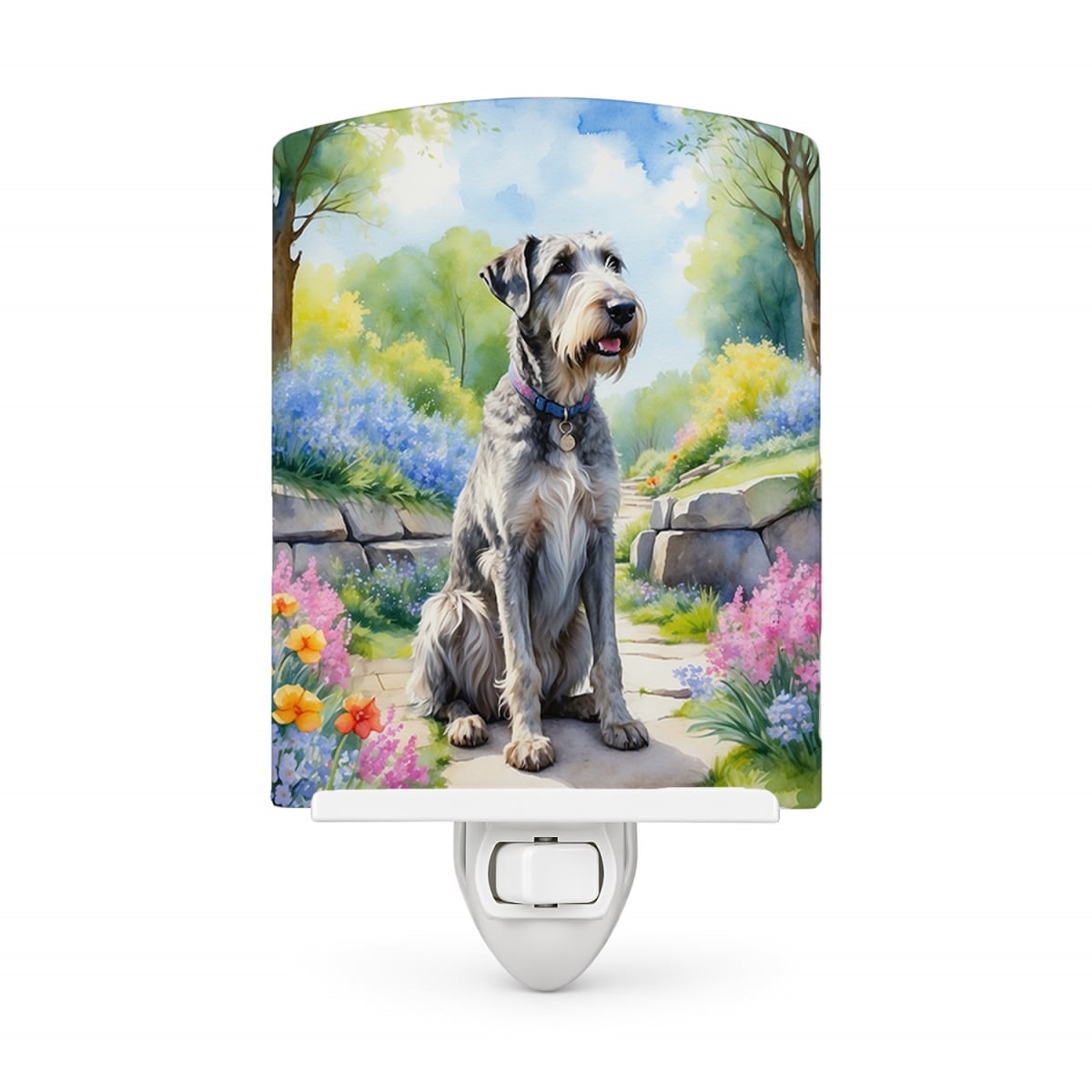 DAC6651CNL 6 x 4 in. Irish Wolfhound Spring Path Ceramic Night Light