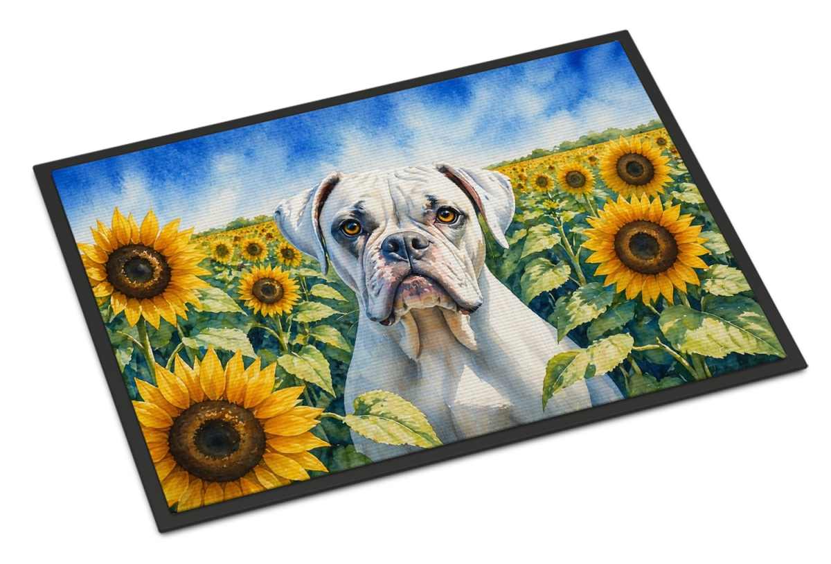 DAC6038MAT 18 x 27 in. Boxer in Sunflowers Doormat