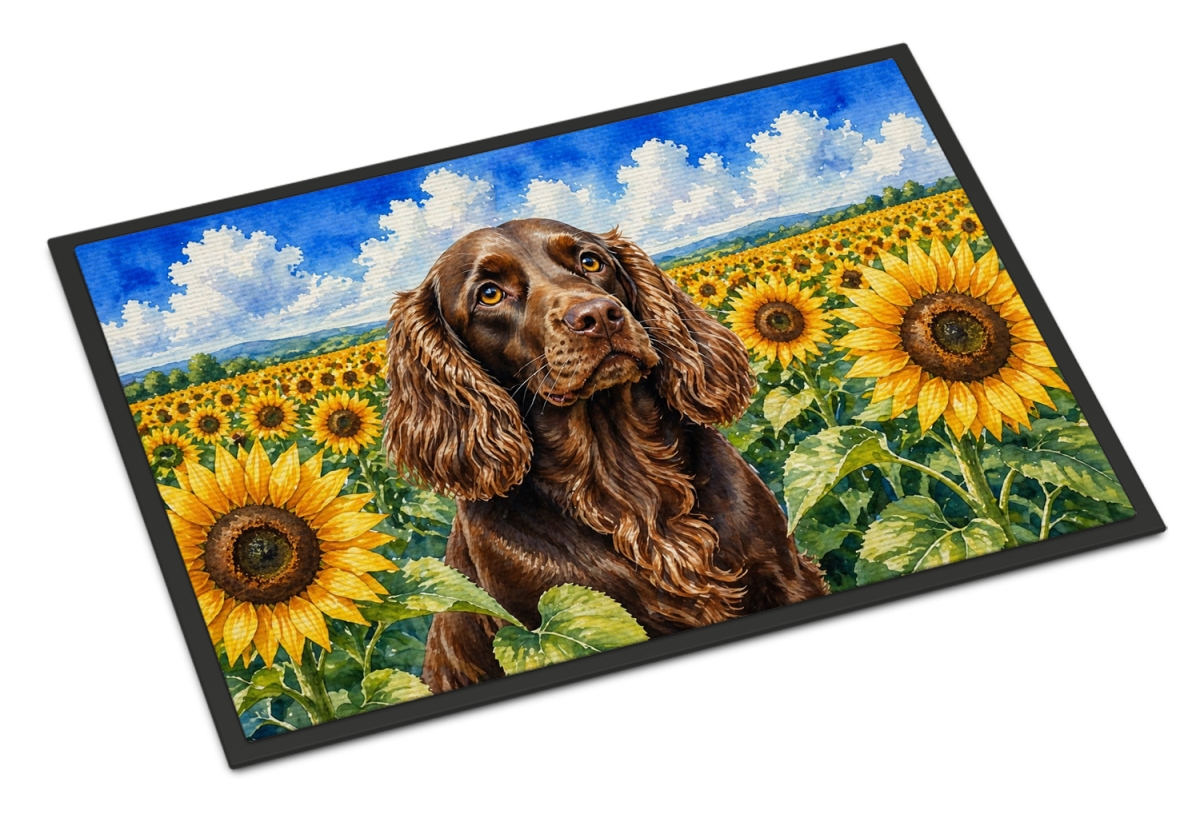 DAC6039MAT 18 x 27 in. Boykin Spaniel in Sunflowers Doormat