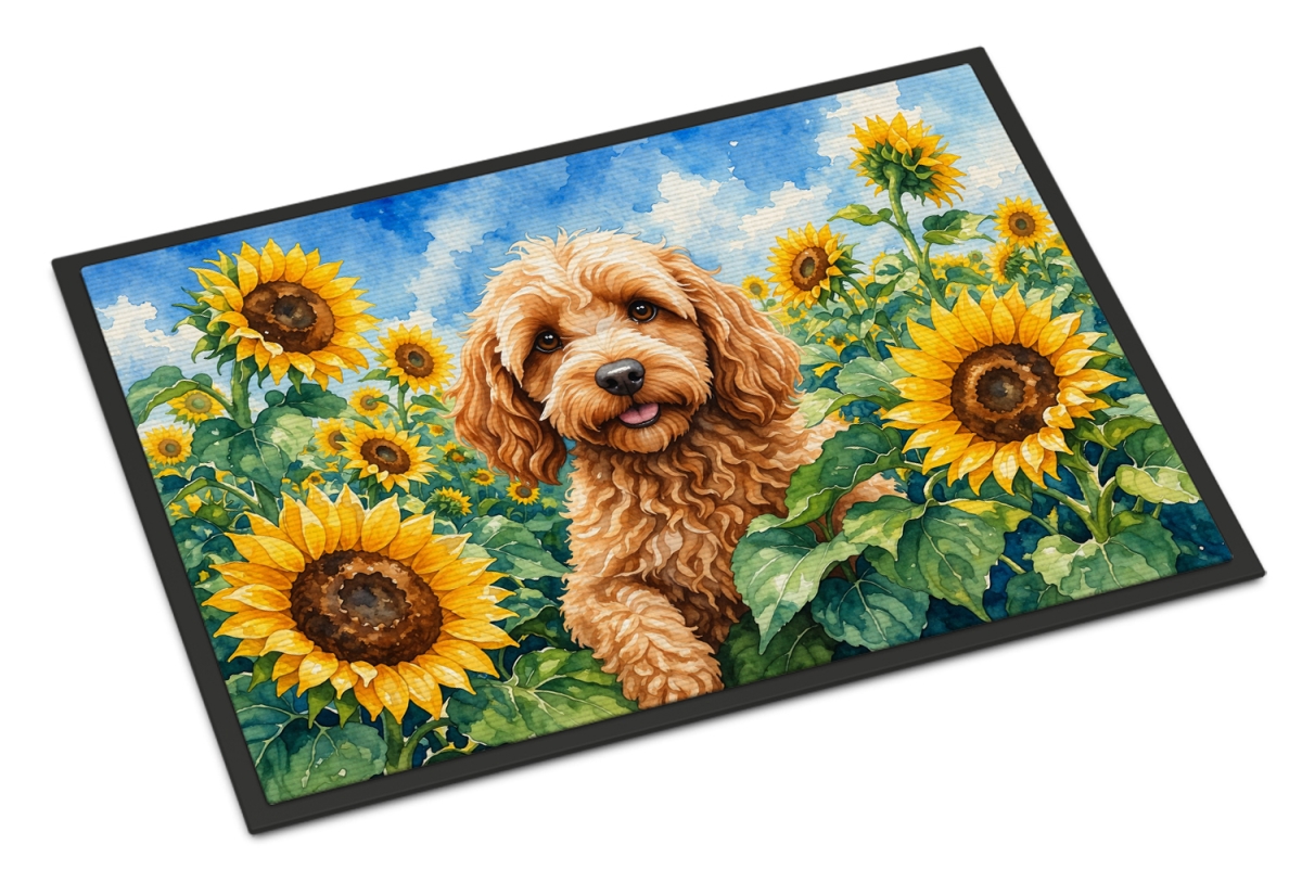 DAC6057MAT 18 x 27 in. Cockapoo in Sunflowers Doormat