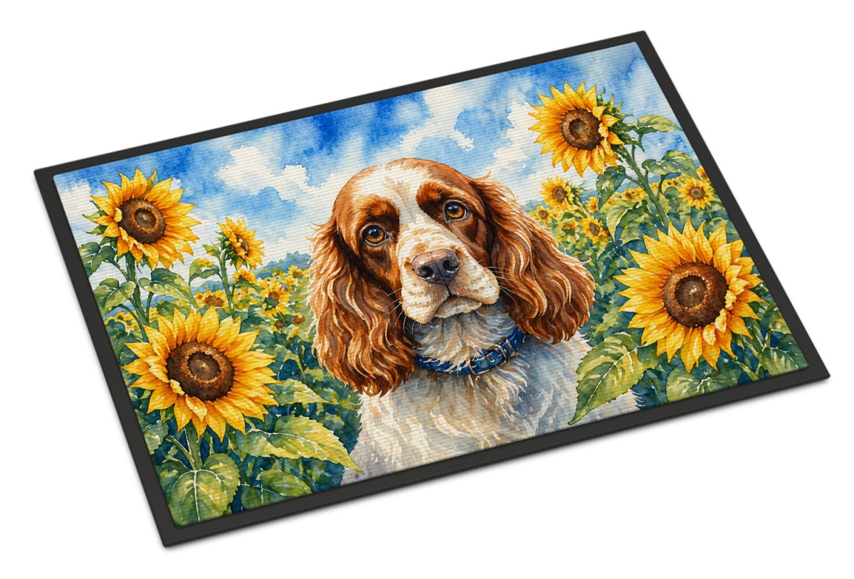 DAC6058MAT 18 x 27 in. Cocker Spaniel in Sunflowers Doormat