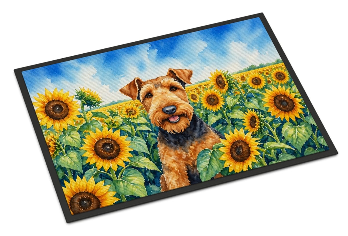 DAC6002JMAT 24 x 36 in. Airedale Terrier in Sunflowers Doormat
