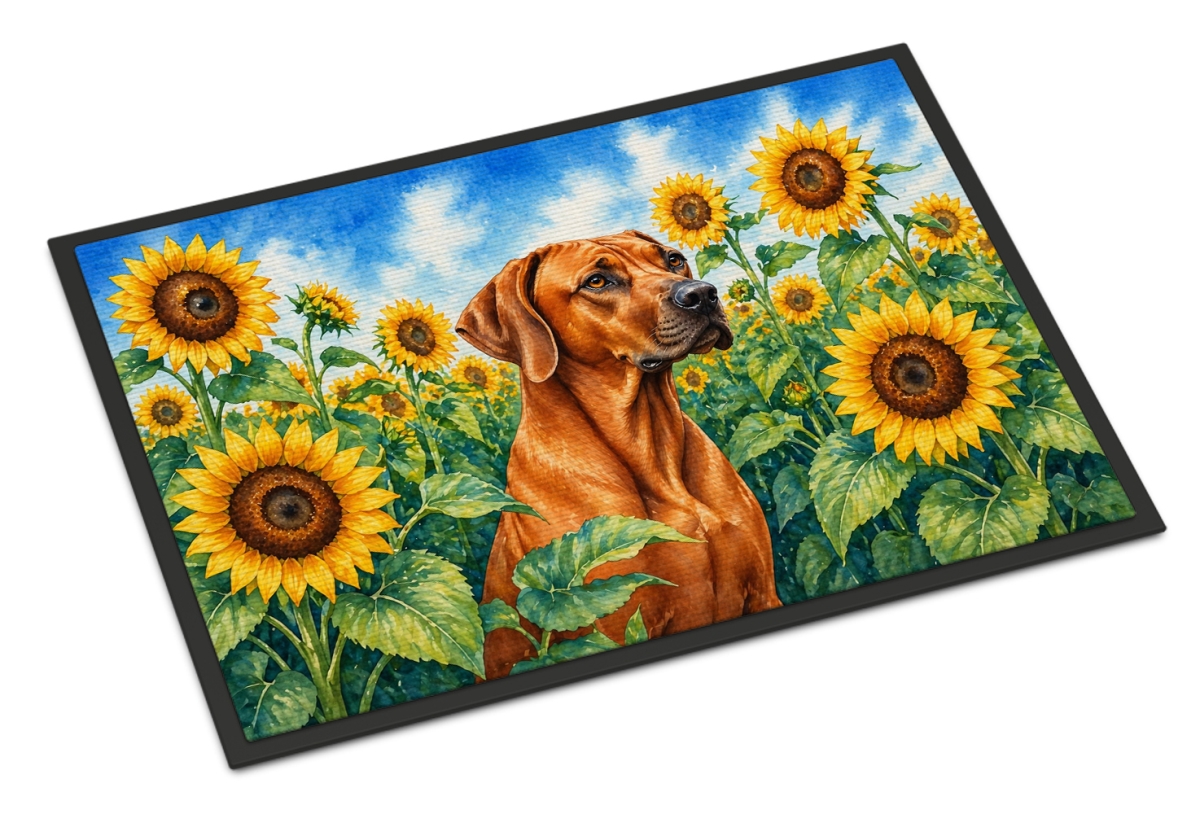 DAC6149JMAT 24 x 36 in. Rhodesian Ridgeback in Sunflowers Doormat