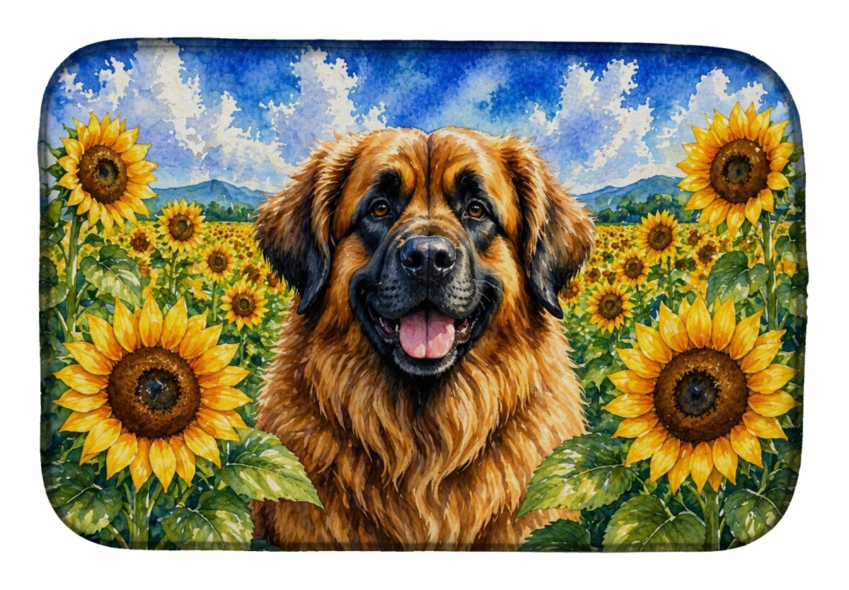 DAC6115DDM 21 x 14 in. Leonberger in Sunflowers Dish Drying Mat