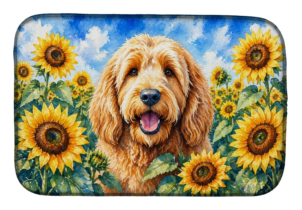 DAC6130DDM 21 x 14 in. Otterhound in Sunflowers Dish Drying Mat