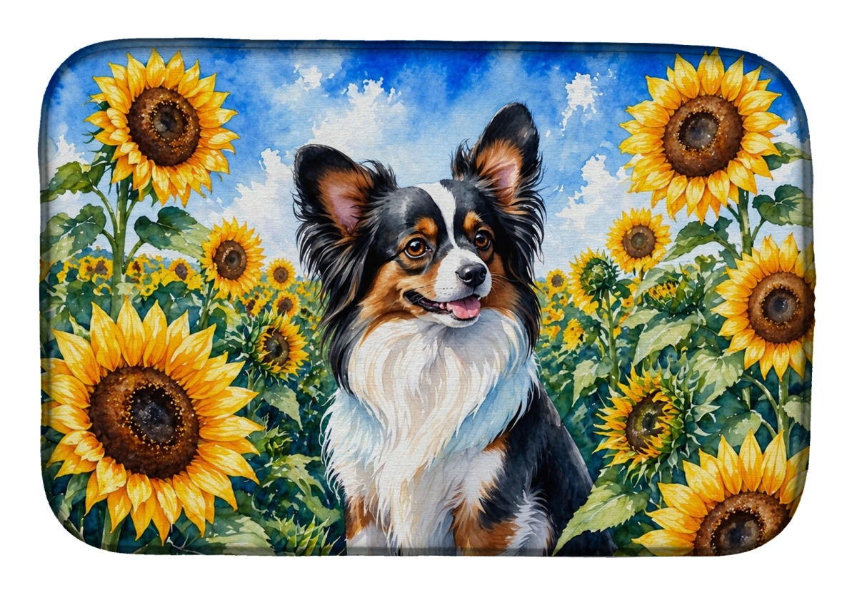 DAC6131DDM 21 x 14 in. Papillon in Sunflowers Dish Drying Mat