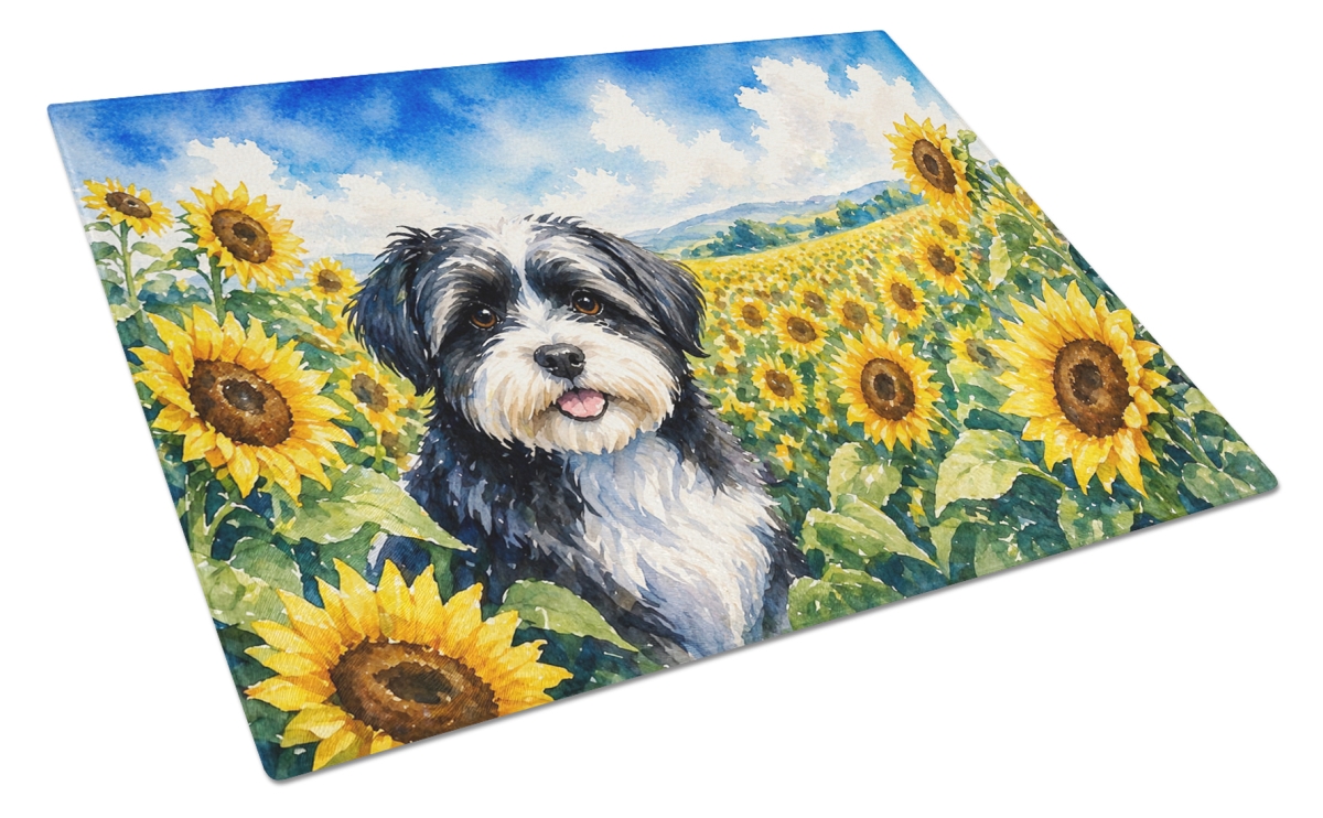 DAC6097LCB 11.25 x 15.25 in. Havanese in Sunflowers Cutting Board