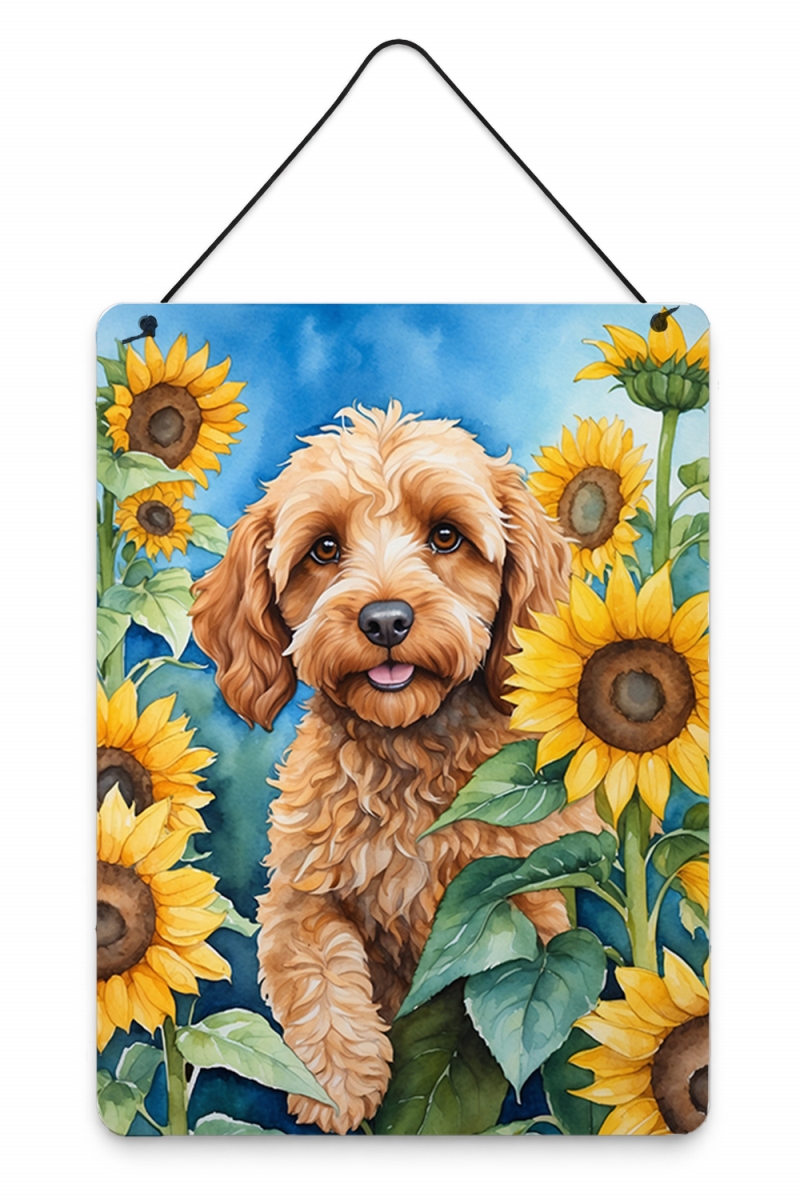DAC6057DS1216 16 x 12 in. Cockapoo in Sunflowers Wall or Door Hanging Prints Metal Wall Art