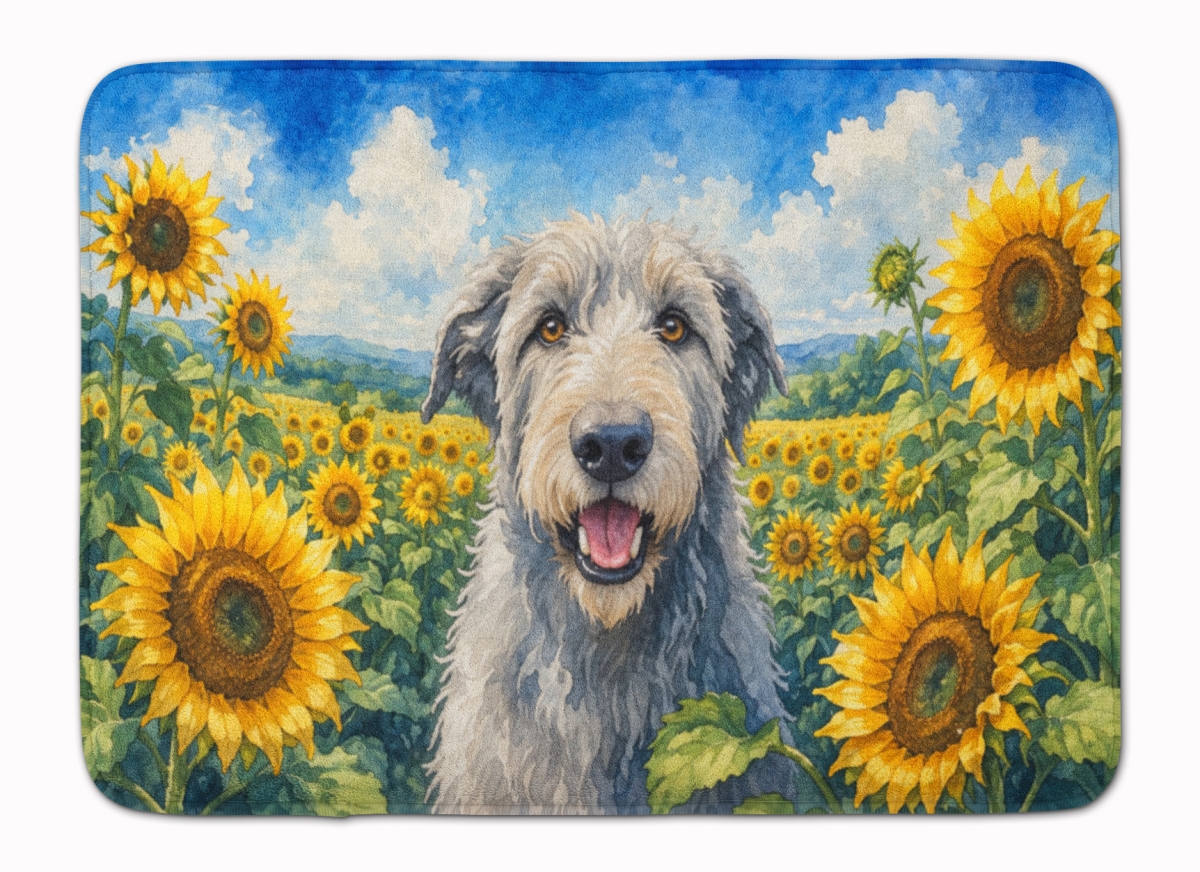DAC6100RUG 19 x 27 in. Irish Wolfhound in Sunflowers Memory Foam Kitchen Mat