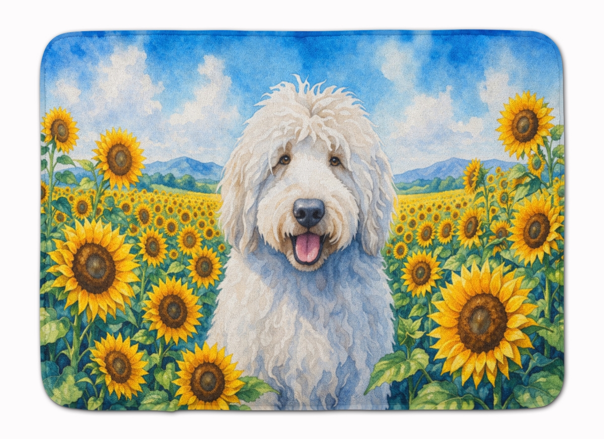 DAC6107RUG 19 x 27 in. Komondor in Sunflowers Memory Foam Kitchen Mat