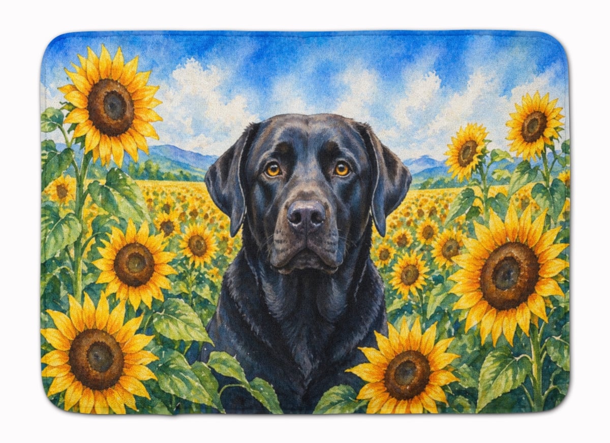 DAC6109RUG 19 x 27 in. Labrador Retriever in Sunflowers Memory Foam Kitchen Mat