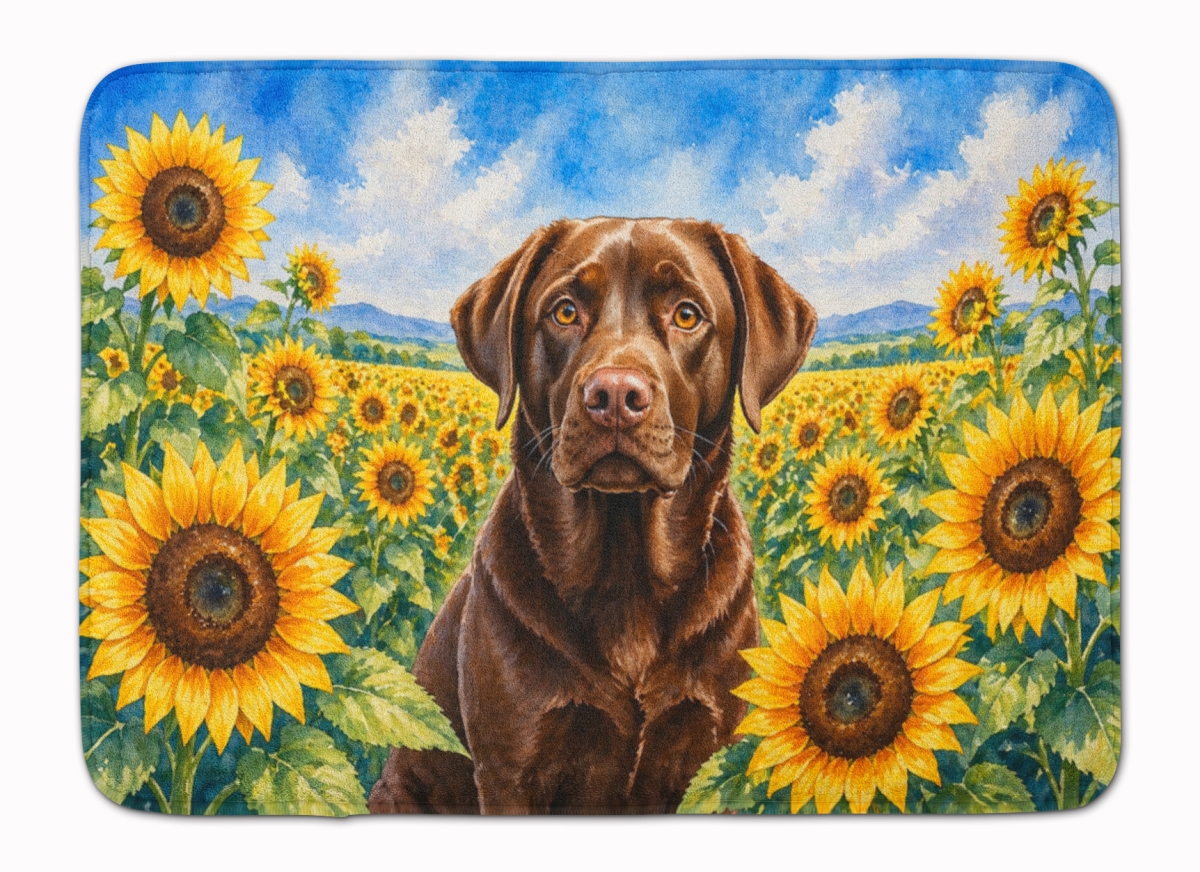 DAC6110RUG 19 x 27 in. Labrador Retriever in Sunflowers Memory Foam Kitchen Mat