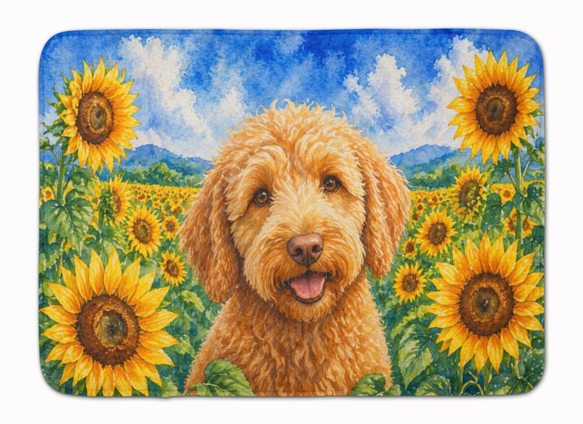 DAC6113RUG 19 x 27 in. Labradoodle in Sunflowers Memory Foam Kitchen Mat
