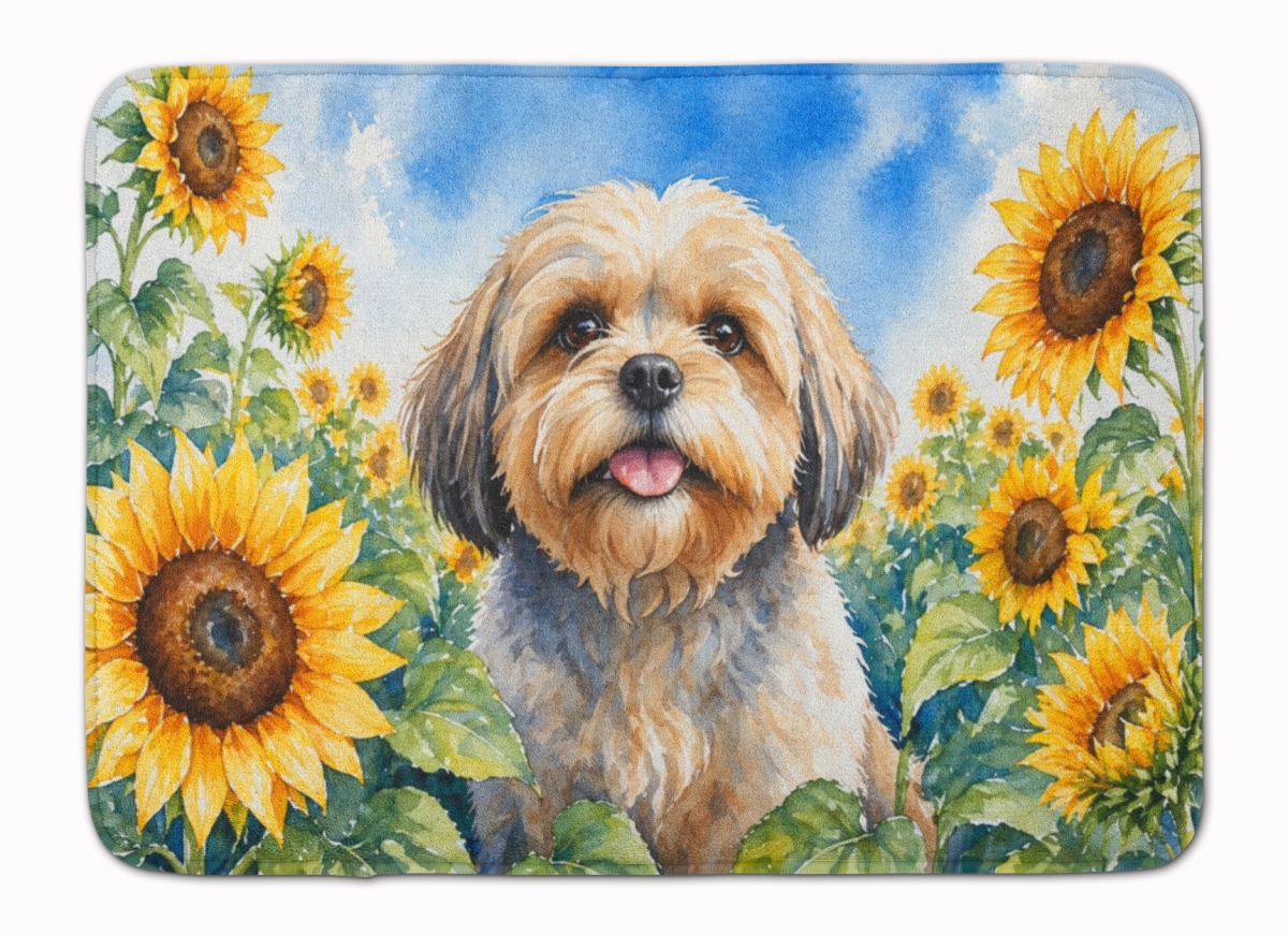 DAC6116RUG 19 x 27 in. Lhasa Apso in Sunflowers Memory Foam Kitchen Mat
