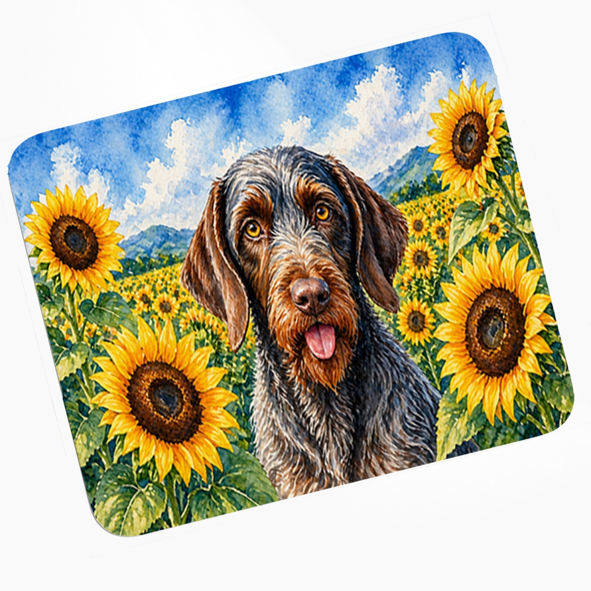 DAC6086MP 8 x 9.5 in. German Wirehaired Pointer in Sunflowers Mouse Pad, Heat Resistant Trivet Hot Pad
