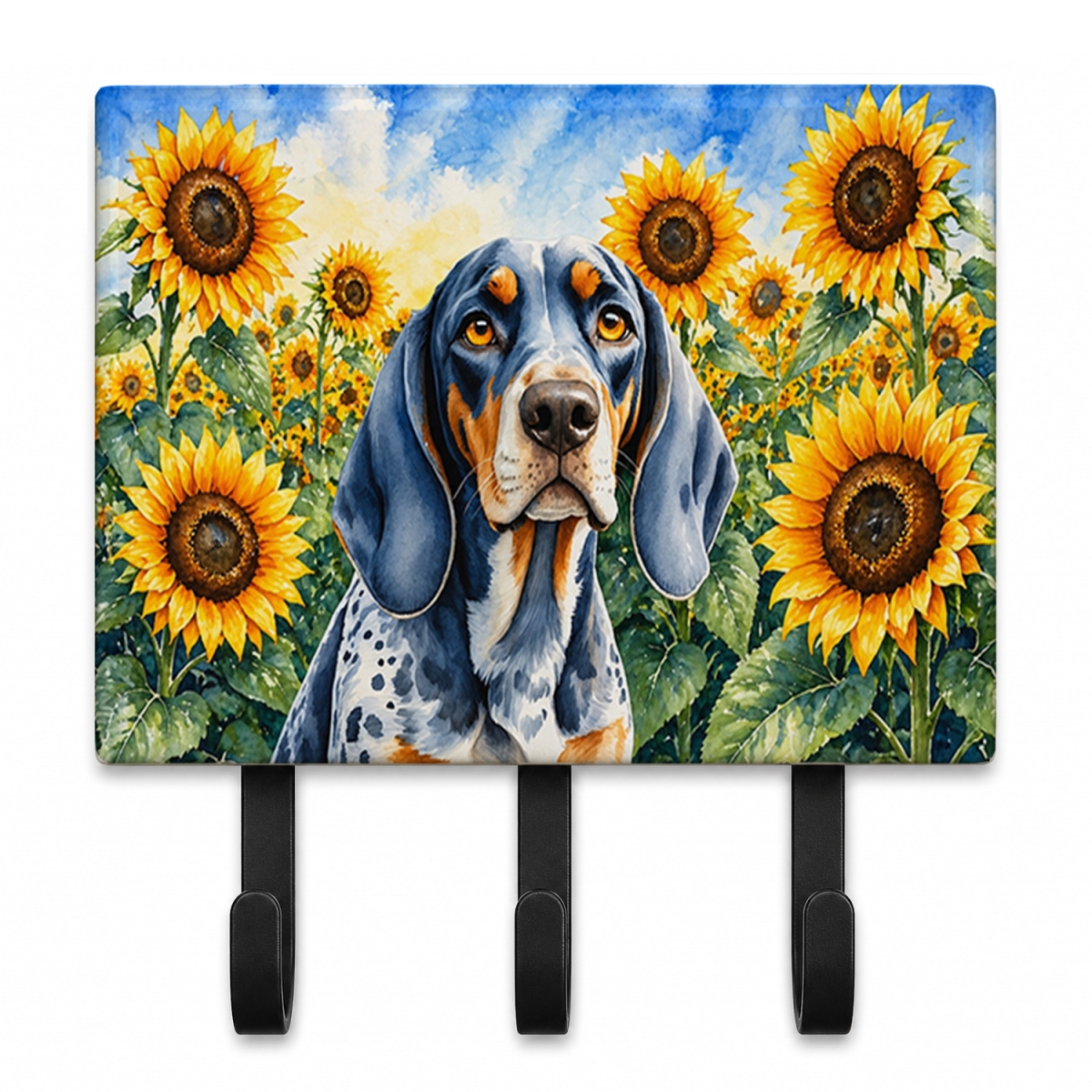 DAC6030TH68 9 x 6 in. Bluetick Coonhound in Sunflowers Leash or Key Holder