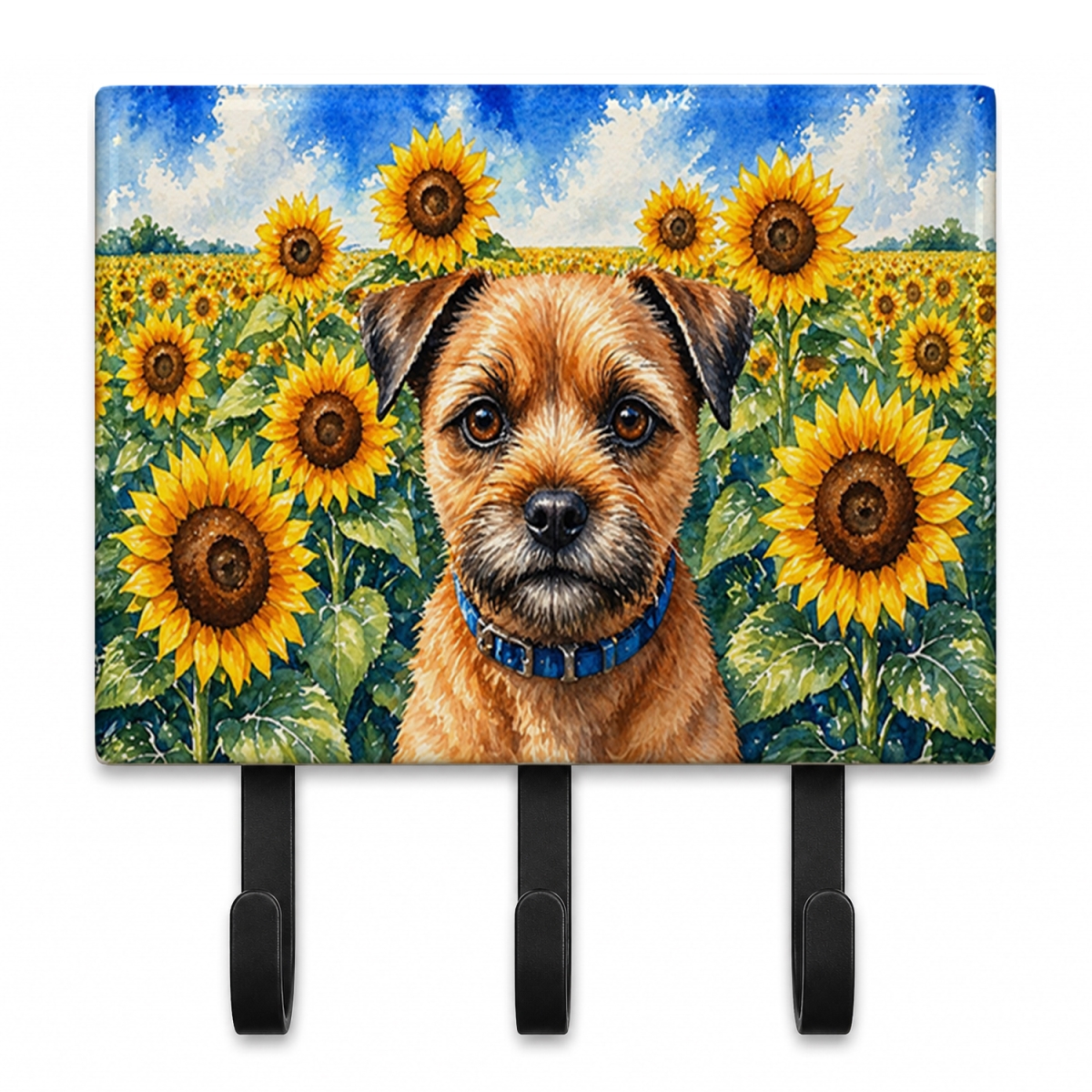 DAC6033TH68 9 x 6 in. Border Terrier in Sunflowers Leash or Key Holder