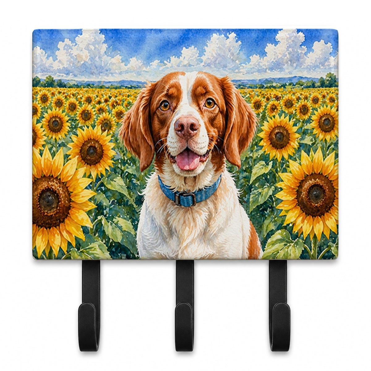 DAC6040TH68 9 x 6 in. Brittany Spaniel in Sunflowers Leash or Key Holder