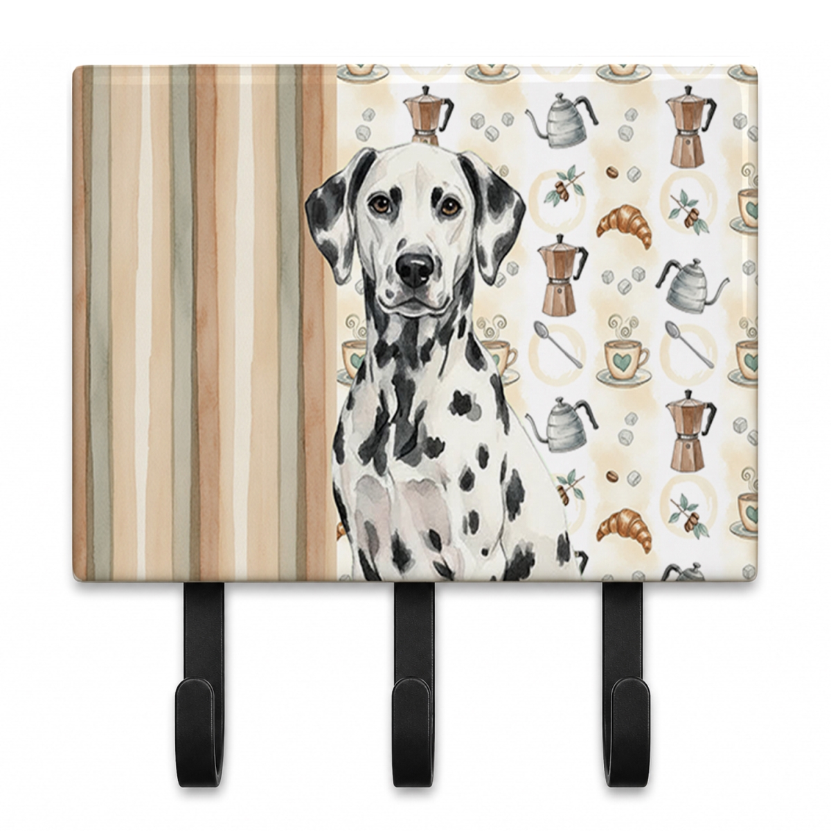 WDK7404TH68 9 x 6 in. Dalmatian Coffee Bar Leash or Key Holder