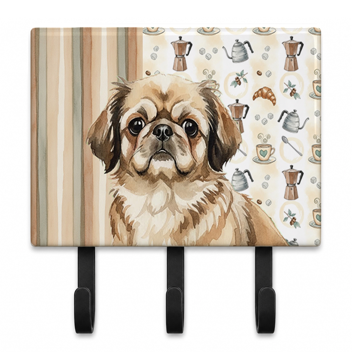 WDK7552TH68 9 x 6 in. Sable Pekingese Coffee Bar Leash or Key Holder
