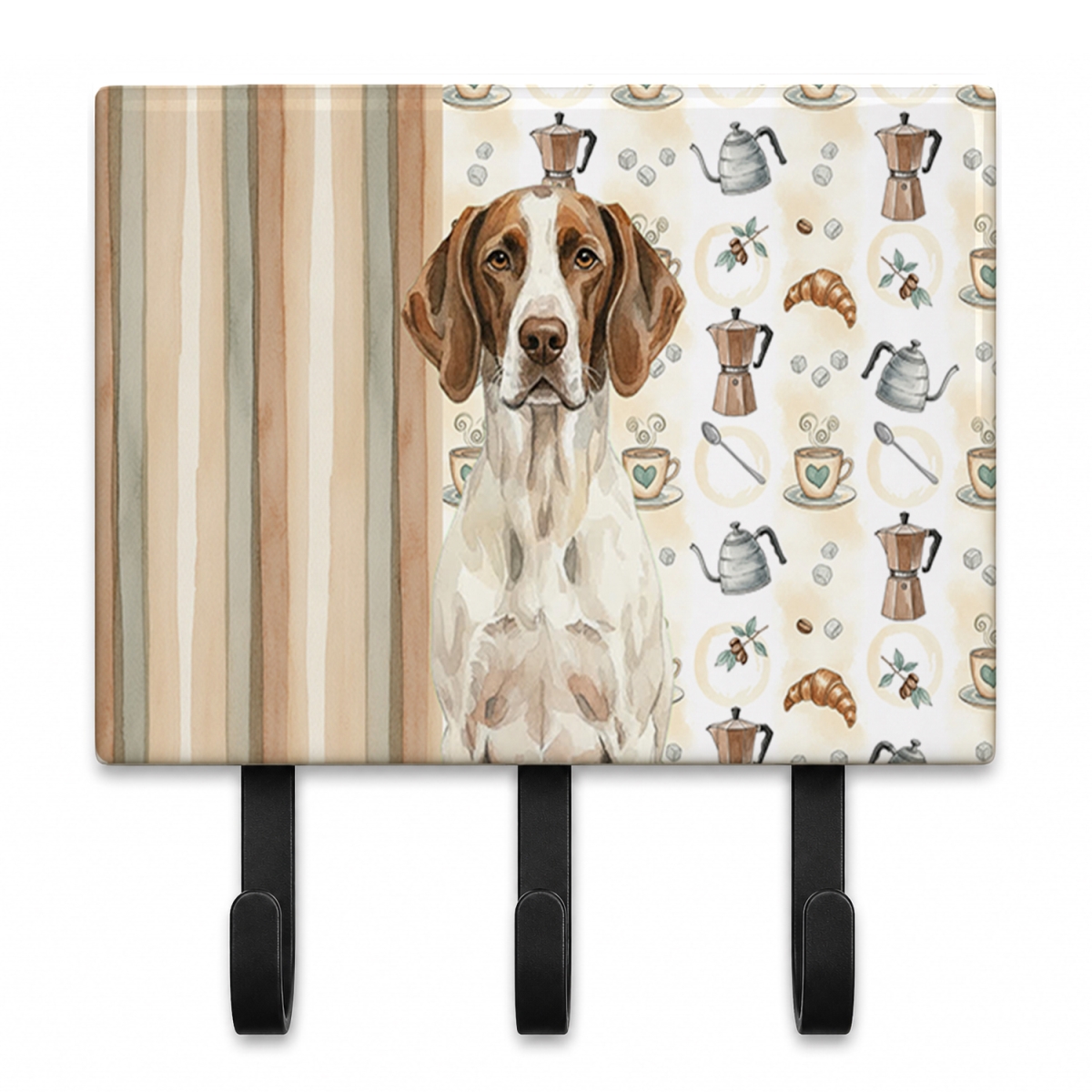 WDK7555TH68 9 x 6 in. Liver & White Pointer Coffee Bar Leash or Key Holder