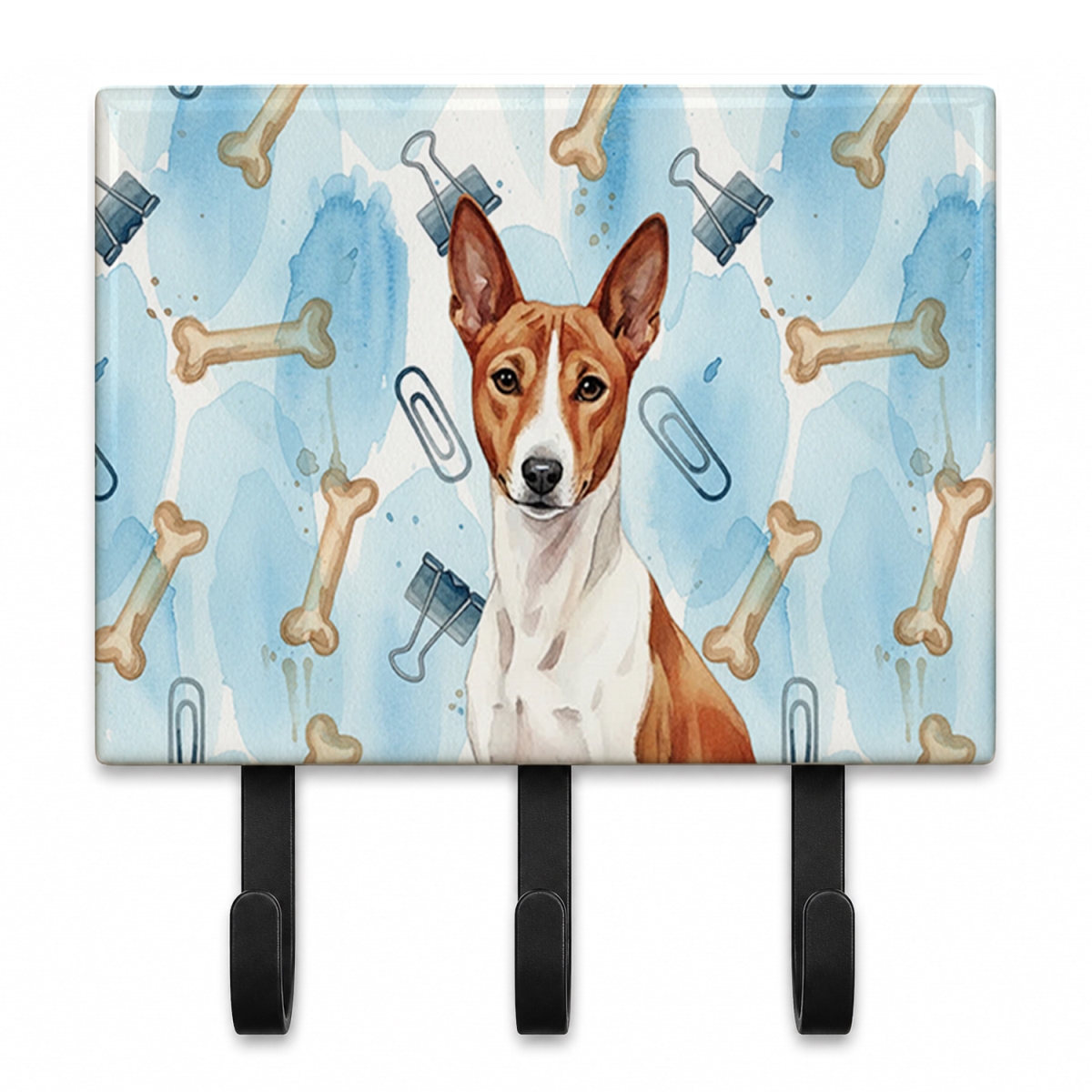 DAC9154TH68 9 x 6 in. Red & White Basenji Coworker Leash or Key Holder