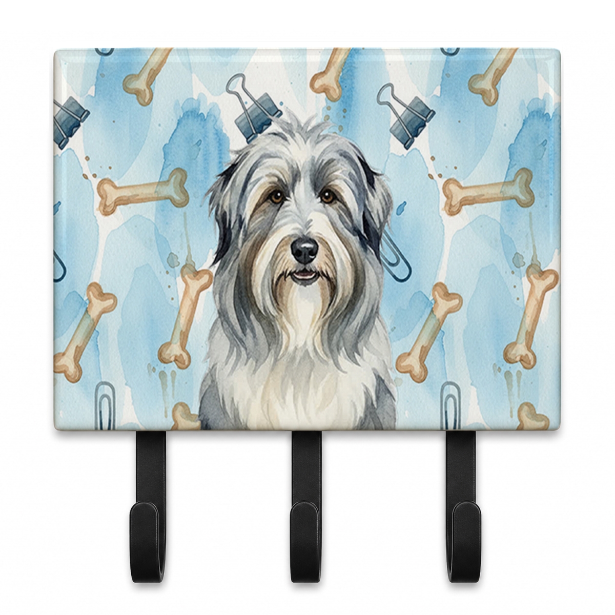 DAC9163TH68 9 x 6 in. Bearded Collie Coworker Leash or Key Holder