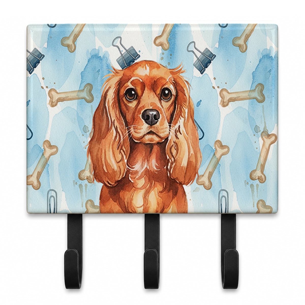 DAC9296TH68 9 x 6 in. Ruby English Toy Spaniel Coworker Leash or Key Holder