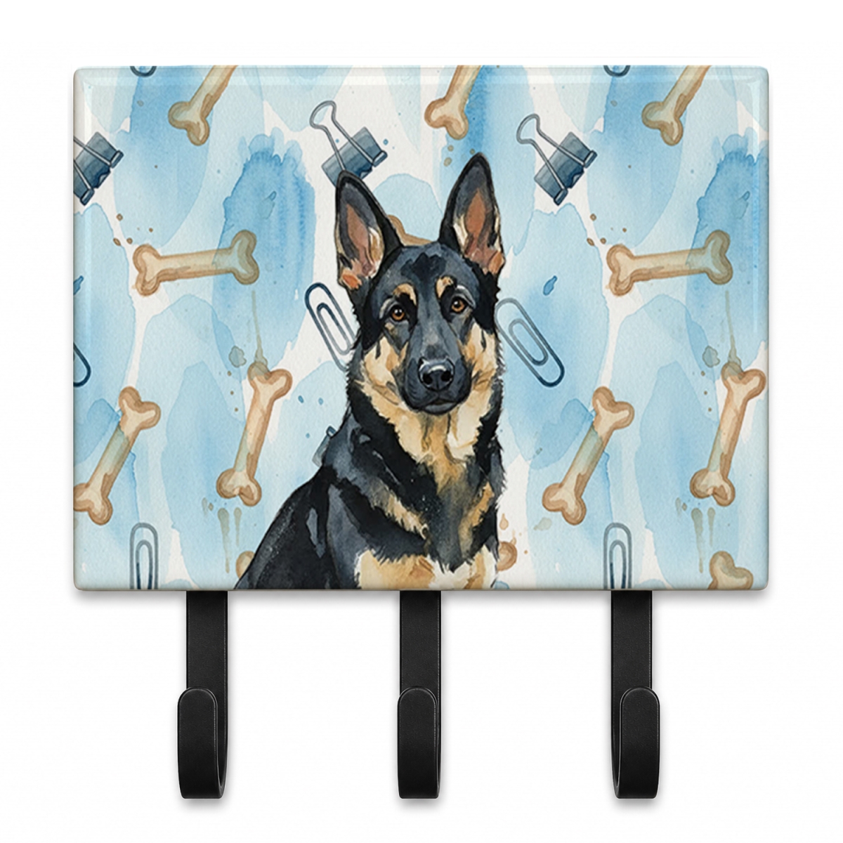 DAC9305TH68 9 x 6 in. Black & Tan German Shepherd Coworker Leash or Key Holder