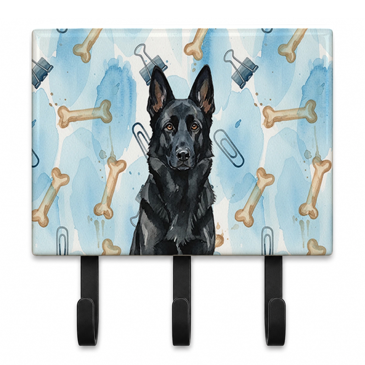 DAC9306TH68 9 x 6 in. Black German Shepherd Coworker Leash or Key Holder